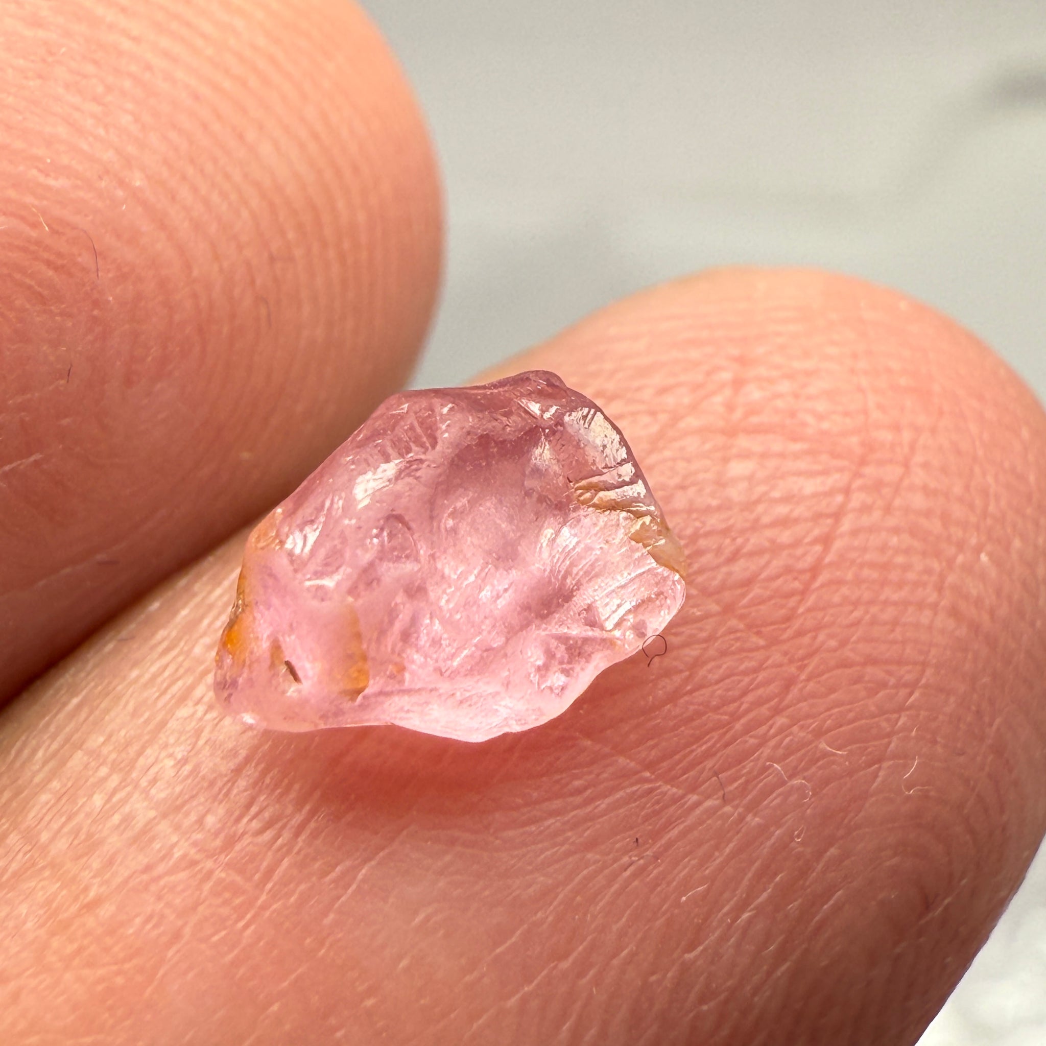 Pink Spinel, Sleepy Baby Pink Colour, 1.69ct, Tanzania, Untreated Unheated, silk giving a milky effect. Very slight crack on the outside of the stone