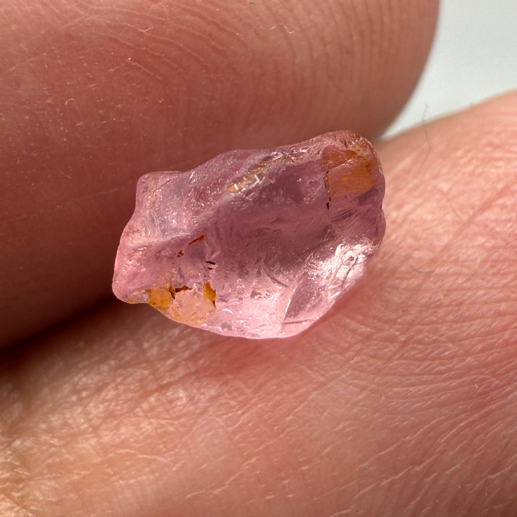 Pink Spinel, Sleepy Baby Pink Colour, 1.69ct, Tanzania, Untreated Unheated, silk giving a milky effect. Very slight crack on the outside of the stone