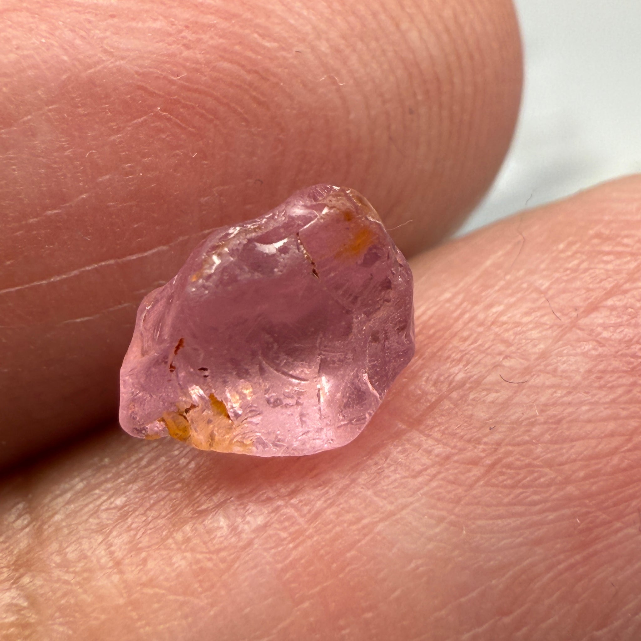 Pink Spinel, Sleepy Baby Pink Colour, 1.69ct, Tanzania, Untreated Unheated, silk giving a milky effect. Very slight crack on the outside of the stone