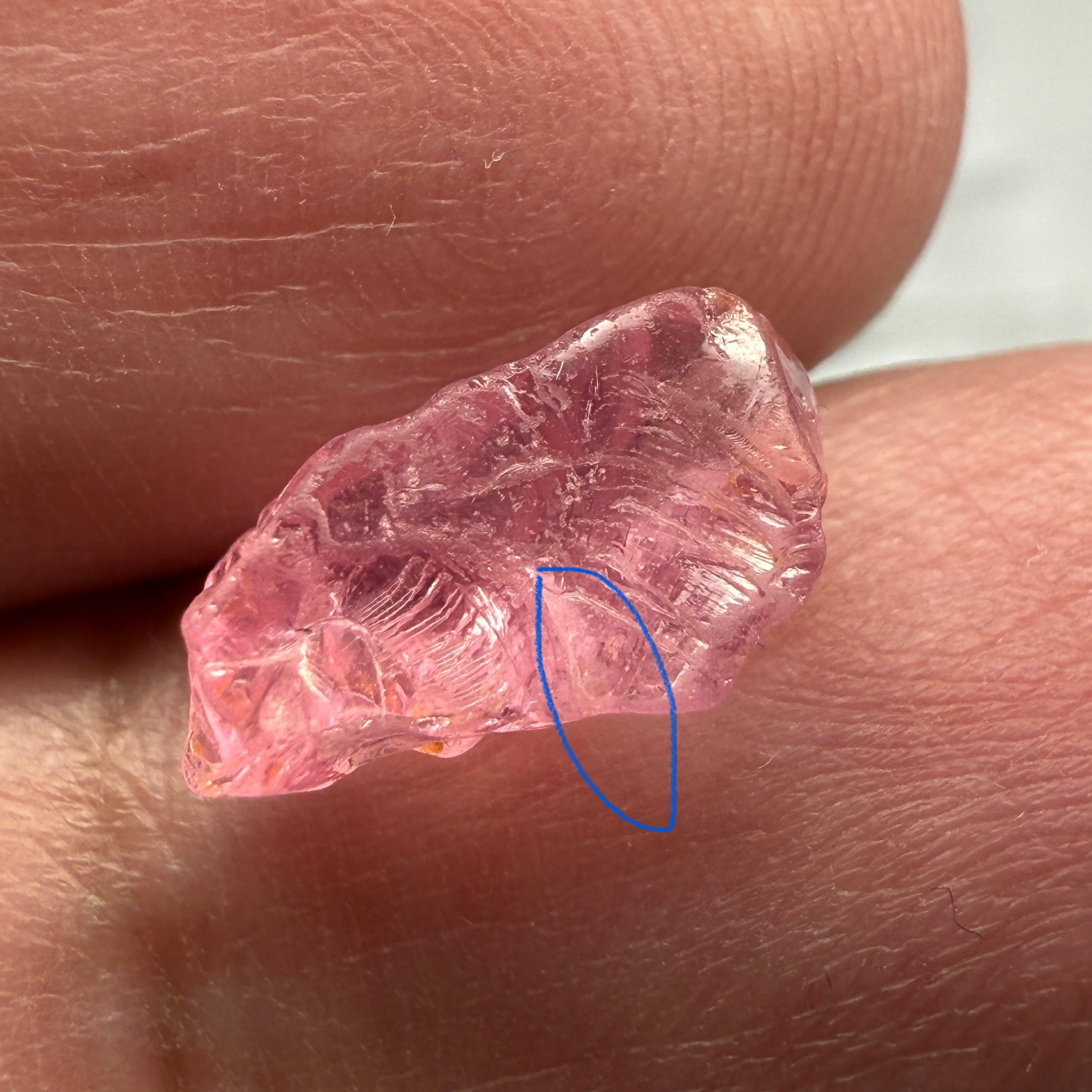 Pink Spinel, Sleepy Baby Pink Colour, 3.57ct, Tanzania, Untreated Unheated, silk giving a milky effect. Slight crack on the outside of the stone that will affect the recovery slightly