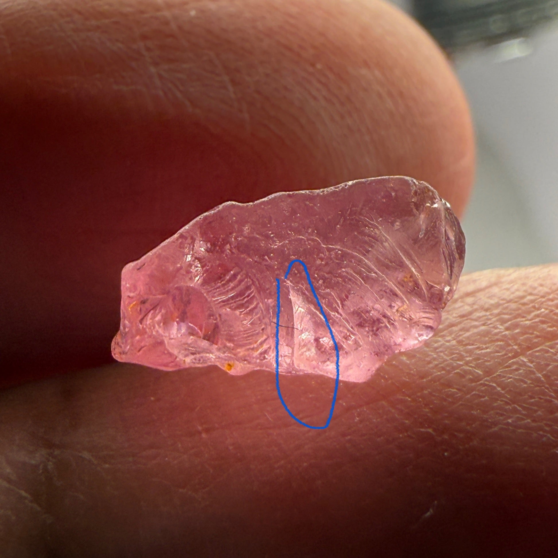 Pink Spinel, Sleepy Baby Pink Colour, 3.57ct, Tanzania, Untreated Unheated, silk giving a milky effect. Slight crack on the outside of the stone that will affect the recovery slightly