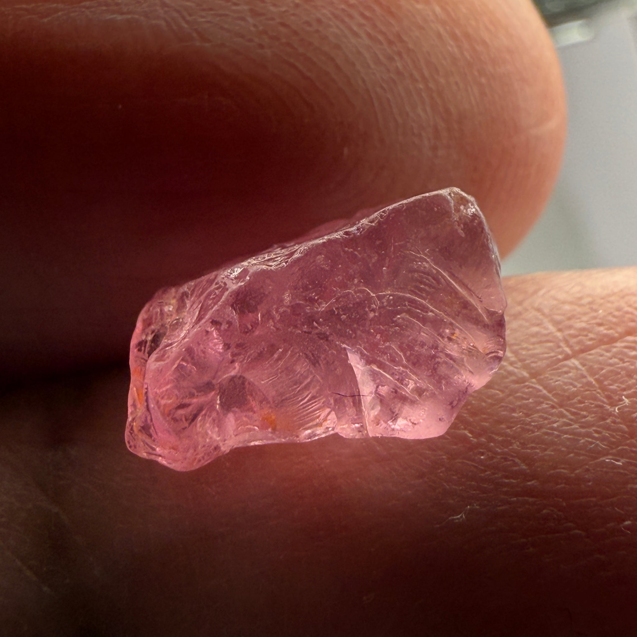 Pink Spinel, Sleepy Baby Pink Colour, 3.57ct, Tanzania, Untreated Unheated, silk giving a milky effect. Slight crack on the outside of the stone that will affect the recovery slightly