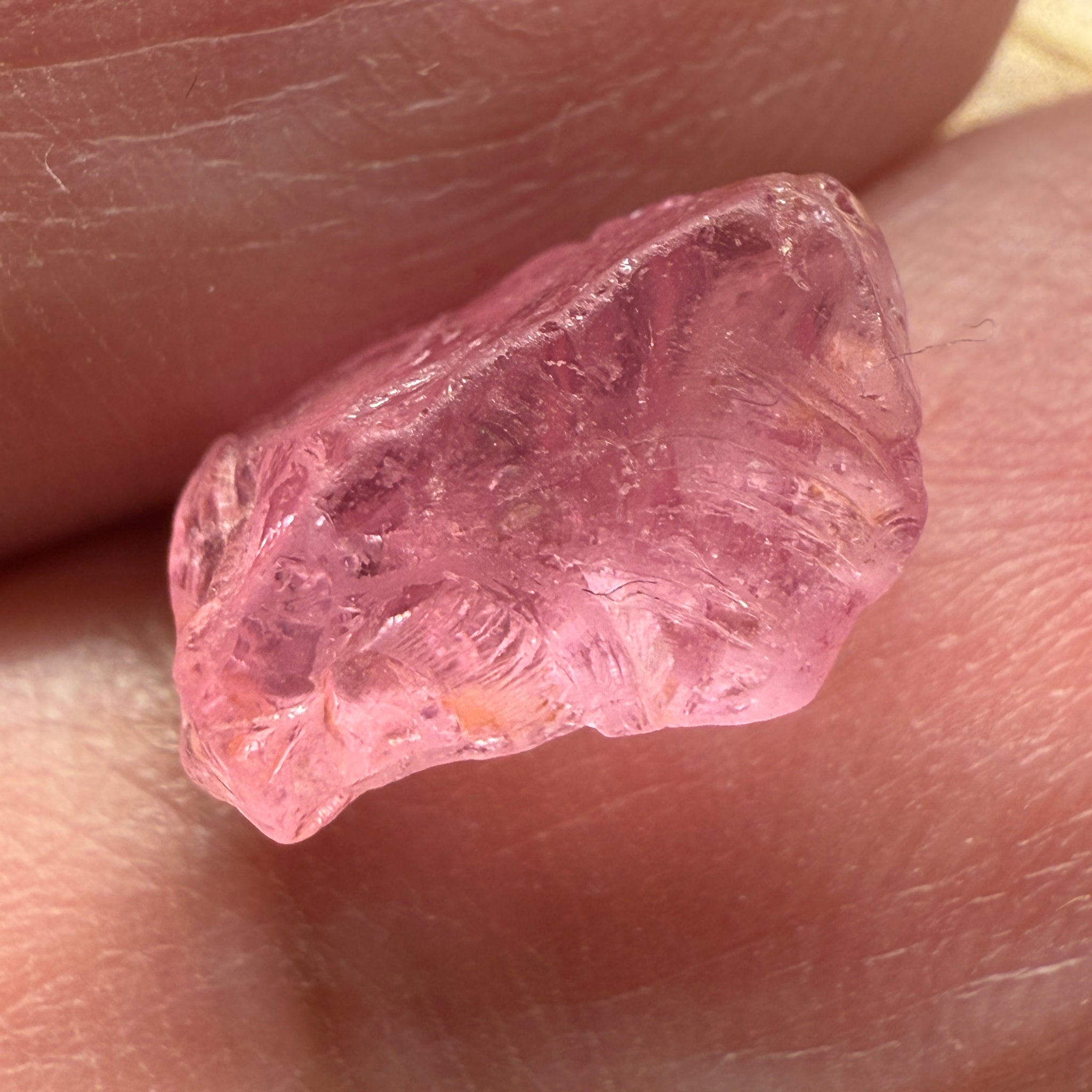 Pink Spinel, Sleepy Baby Pink Colour, 3.57ct, Tanzania, Untreated Unheated, silk giving a milky effect. Slight crack on the outside of the stone that will affect the recovery slightly