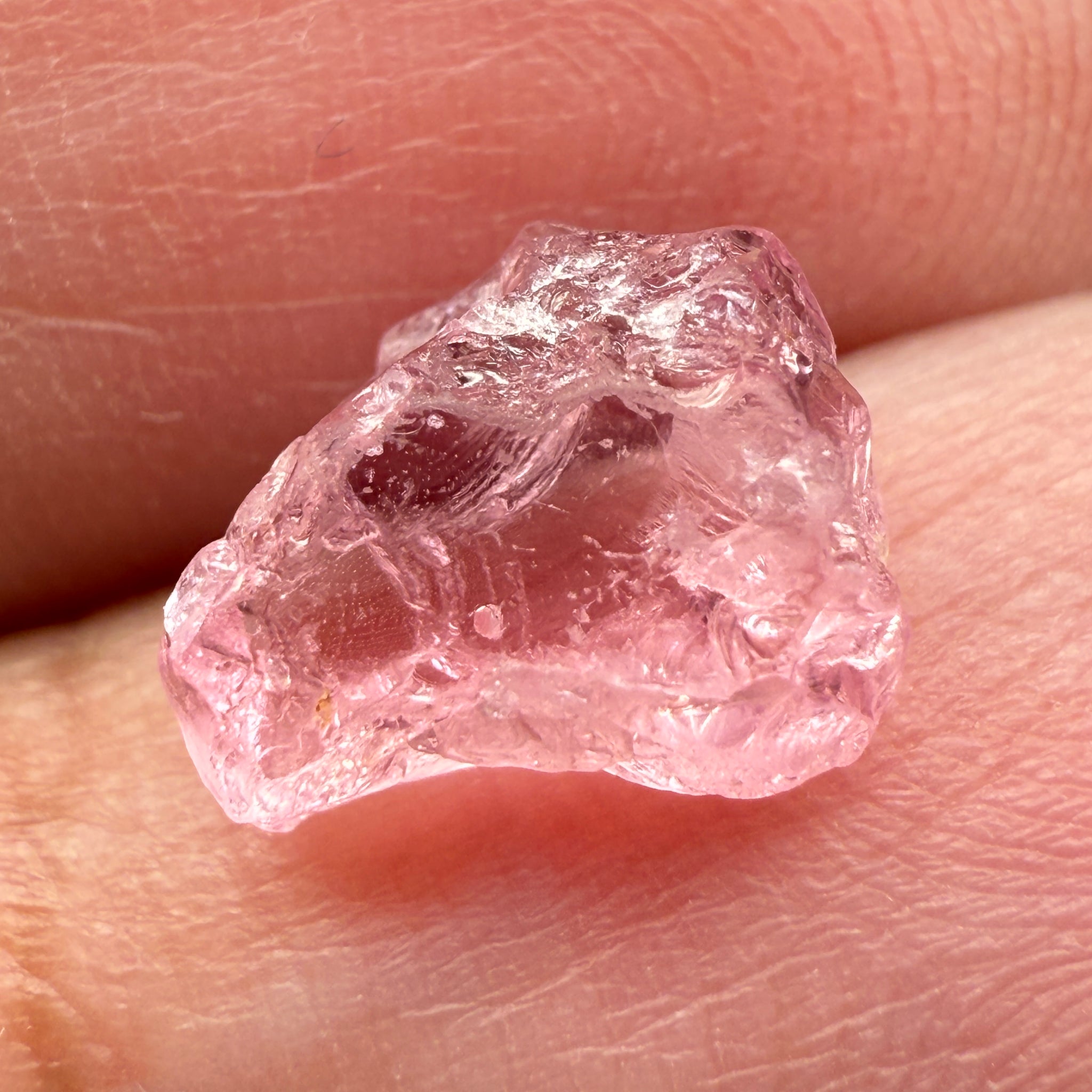 Pink Spinel, Sleepy Baby Pink Colour, 2.56ct, Tanzania, Untreated Unheated, silk giving a milky effect. No cracks, this one just has white spots, see pics