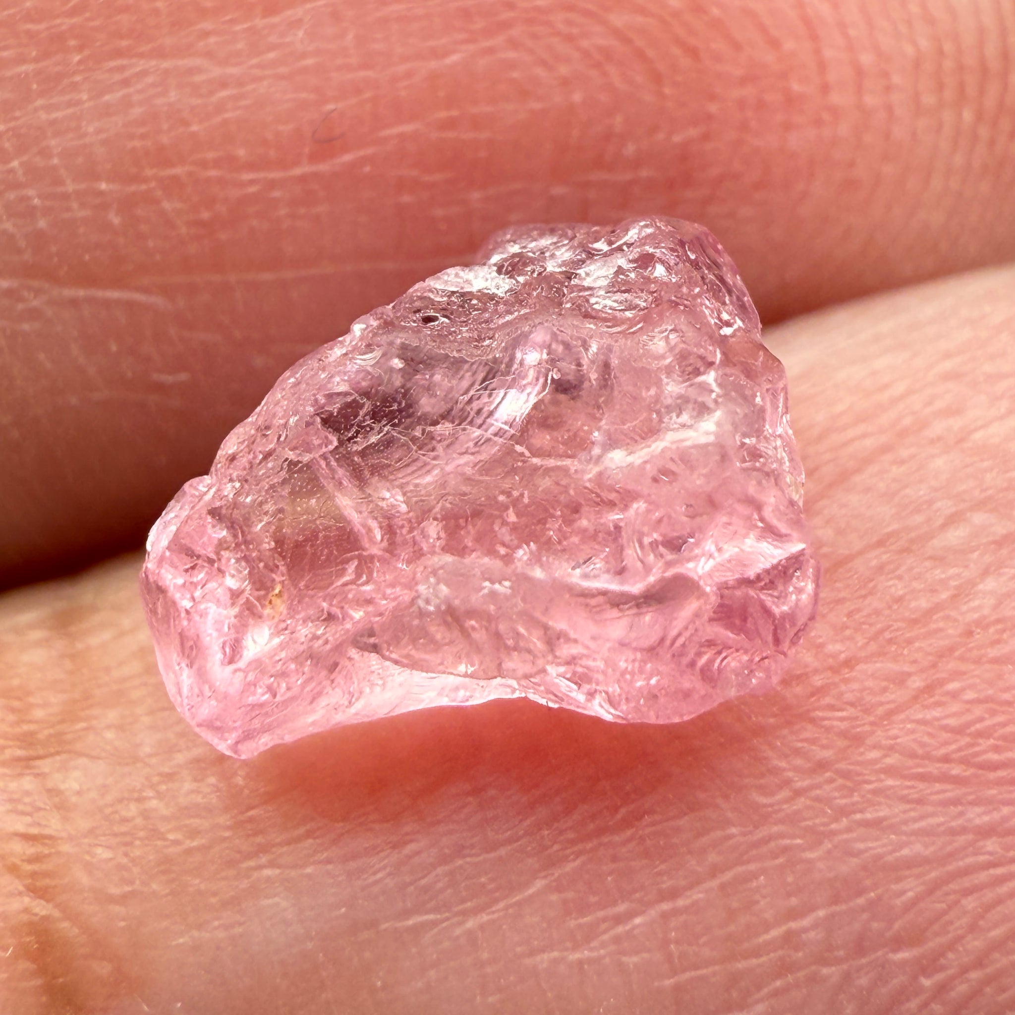 Pink Spinel, Sleepy Baby Pink Colour, 2.56ct, Tanzania, Untreated Unheated, silk giving a milky effect. No cracks, this one just has white spots, see pics