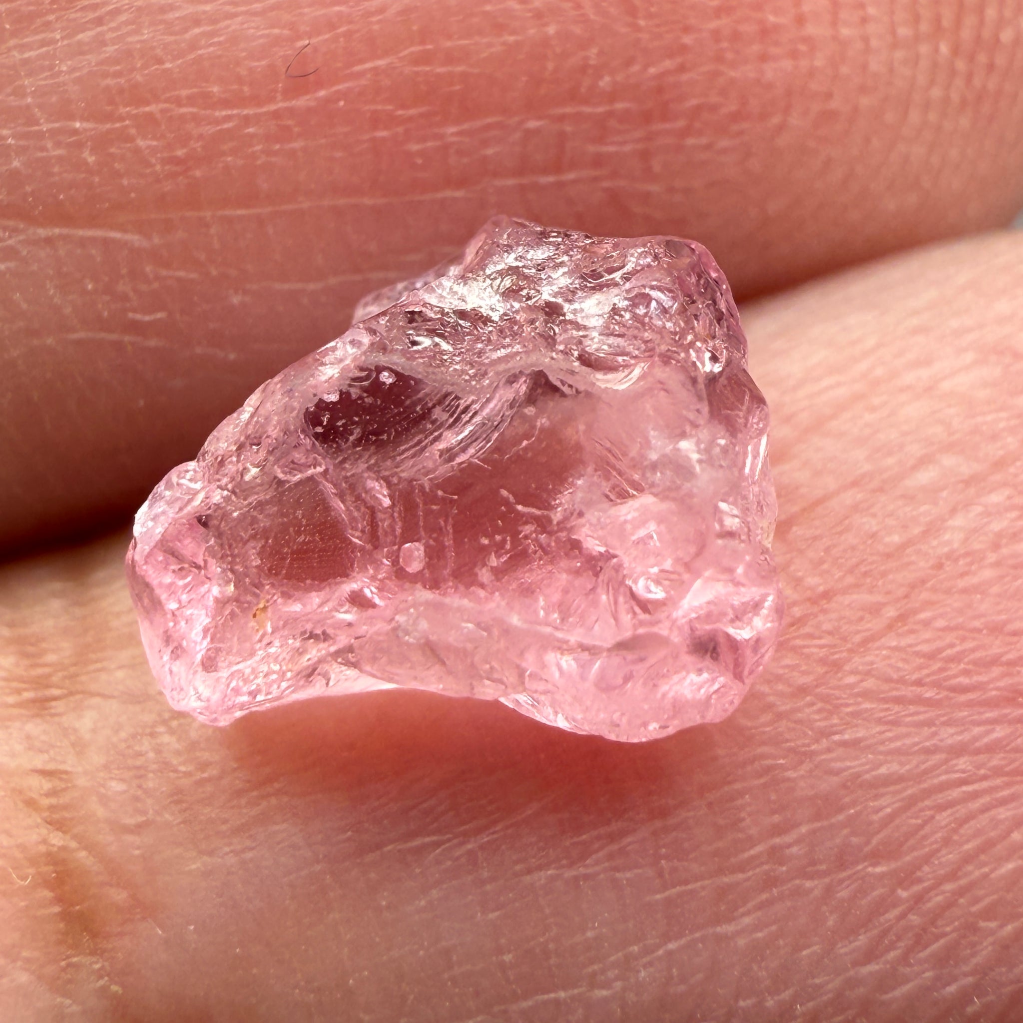 Pink Spinel, Sleepy Baby Pink Colour, 2.56ct, Tanzania, Untreated Unheated, silk giving a milky effect. No cracks, this one just has white spots, see pics