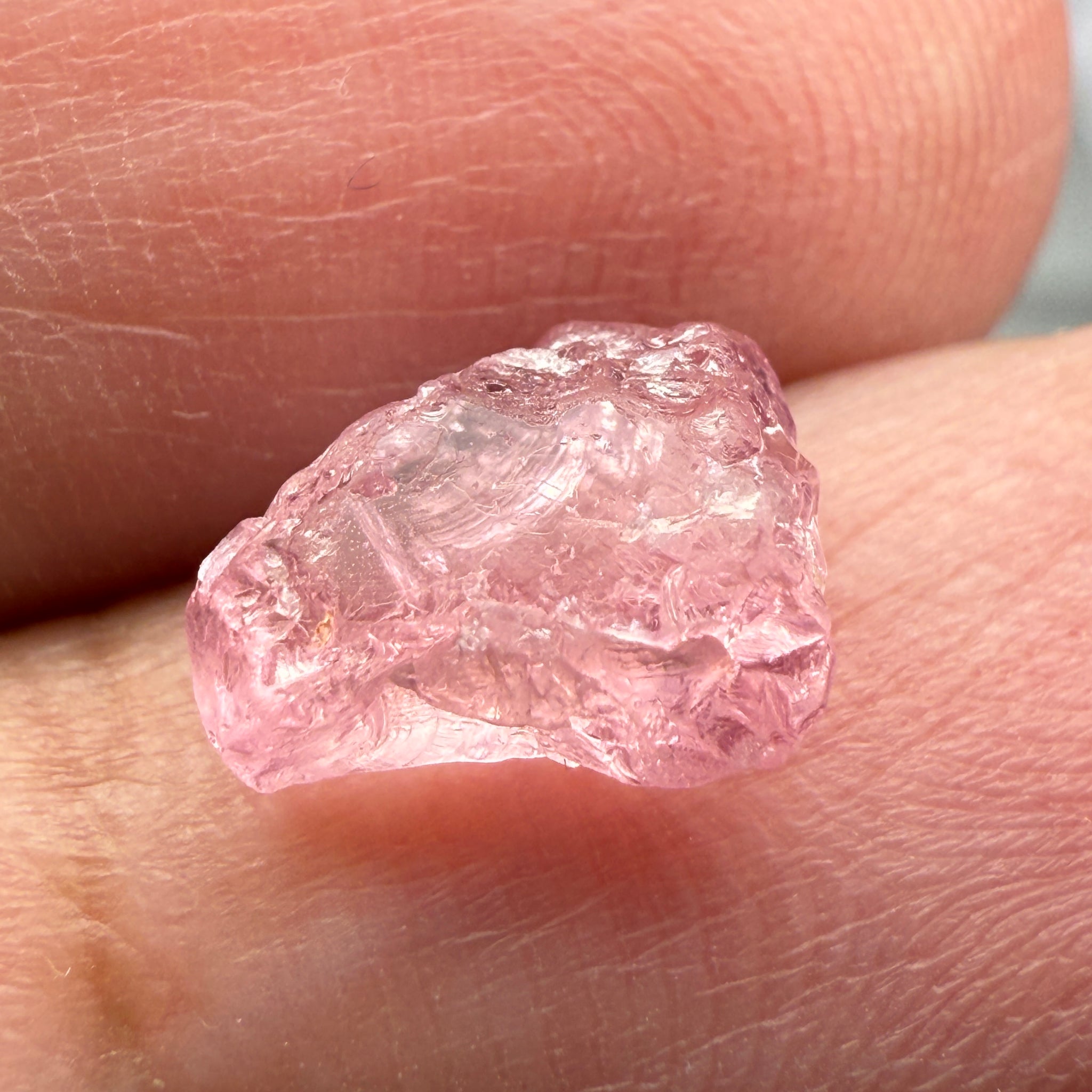 Pink Spinel, Sleepy Baby Pink Colour, 2.56ct, Tanzania, Untreated Unheated, silk giving a milky effect. No cracks, this one just has white spots, see pics
