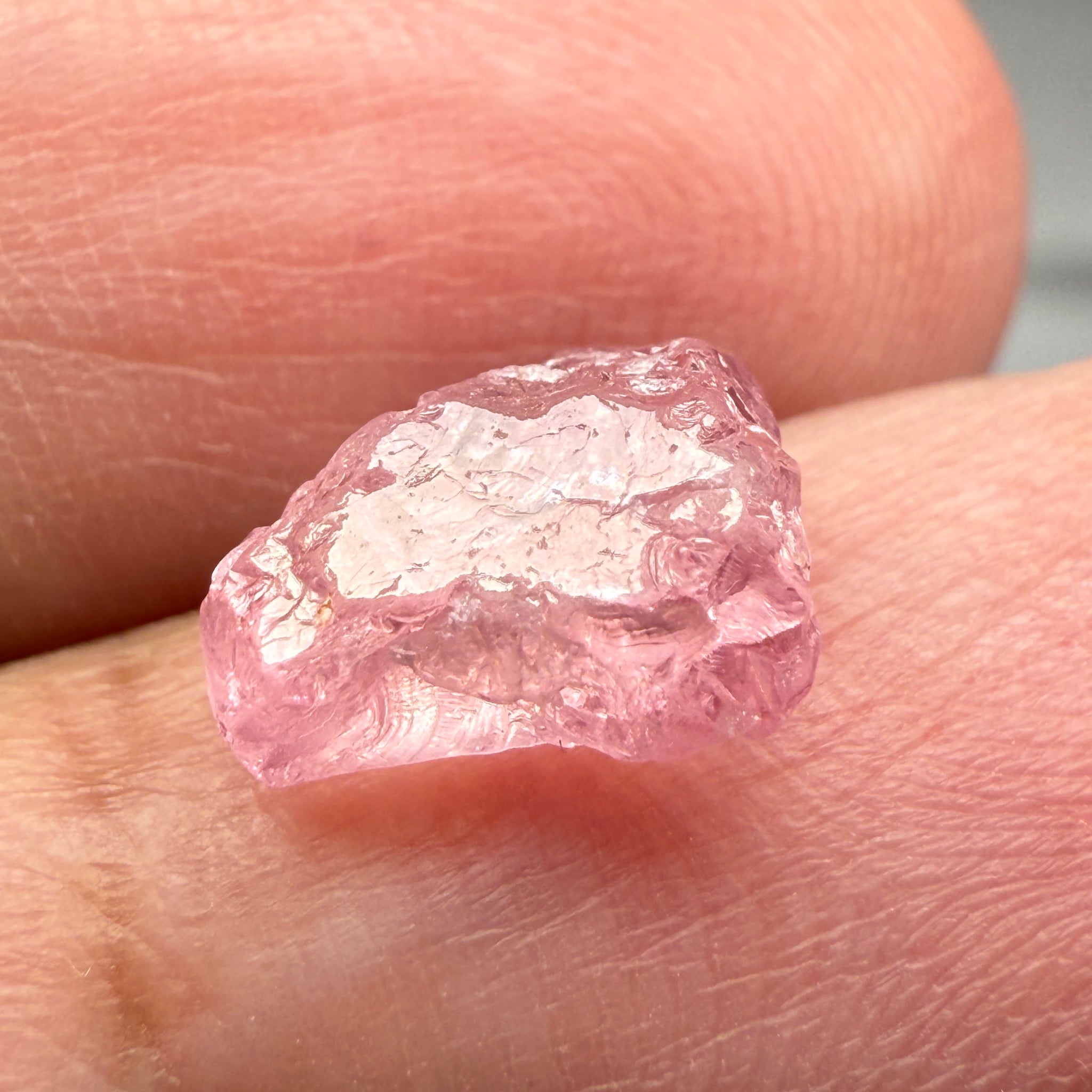 Pink Spinel, Sleepy Baby Pink Colour, 2.56ct, Tanzania, Untreated Unheated, silk giving a milky effect. No cracks, this one just has white spots, see pics