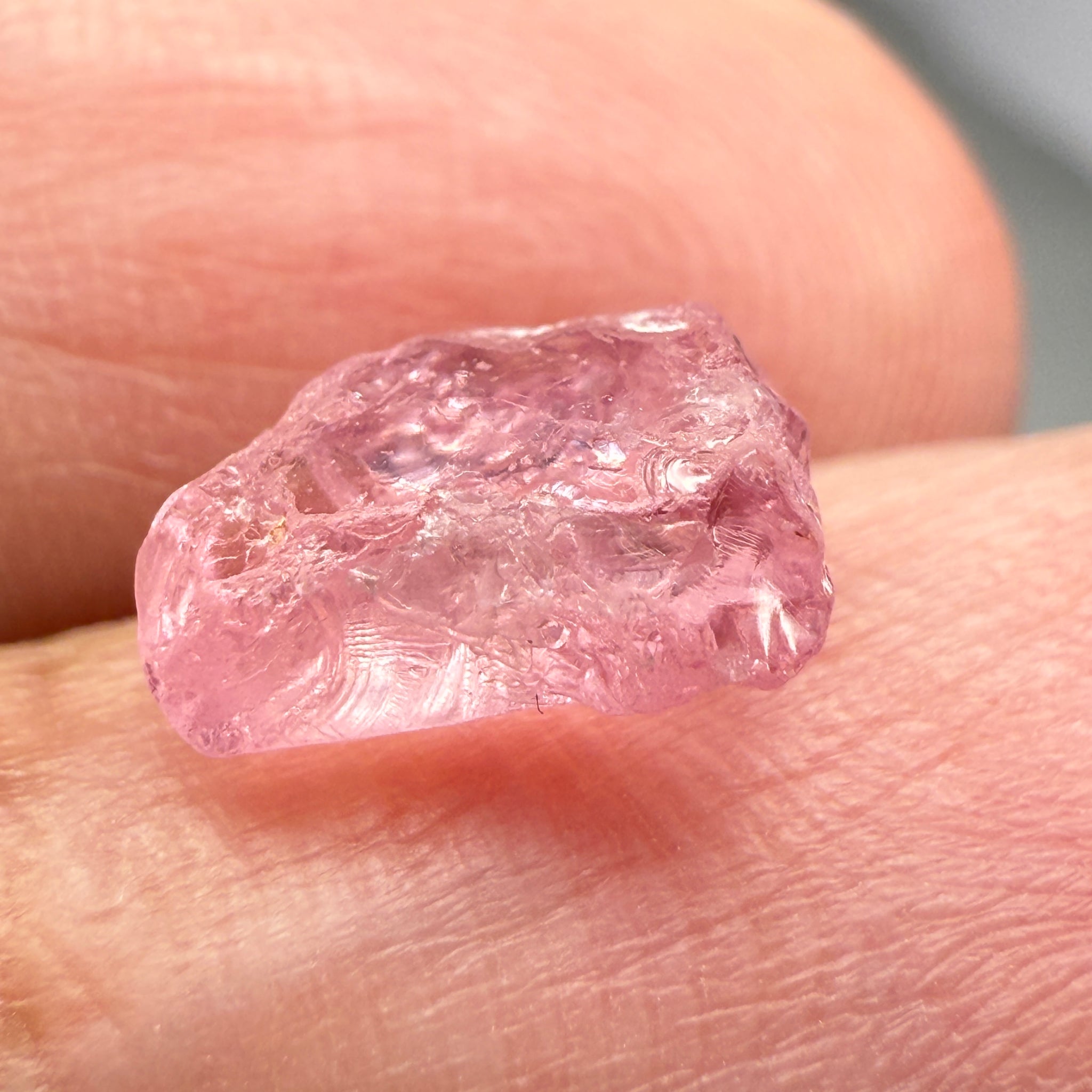 Pink Spinel, Sleepy Baby Pink Colour, 2.56ct, Tanzania, Untreated Unheated, silk giving a milky effect. No cracks, this one just has white spots, see pics