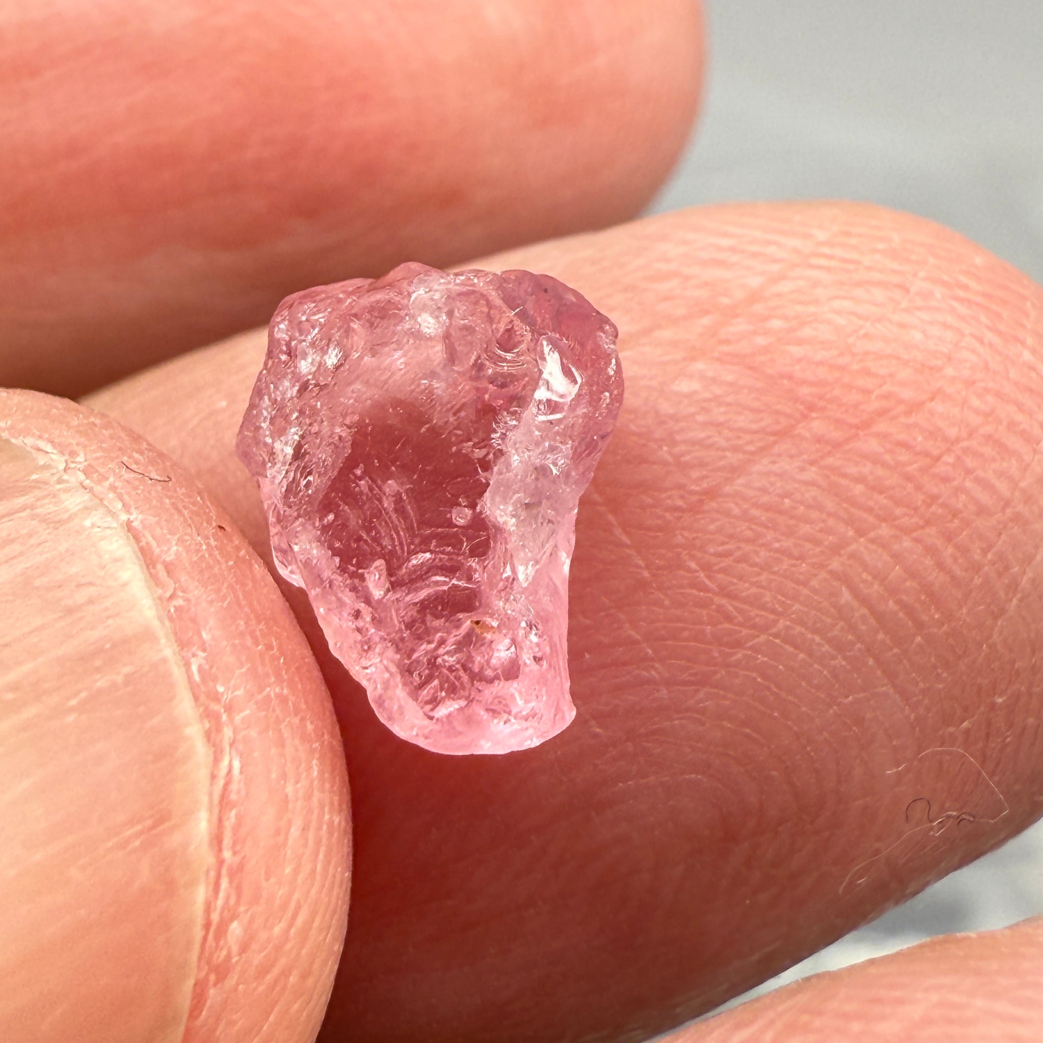 Pink Spinel, Sleepy Baby Pink Colour, 2.56ct, Tanzania, Untreated Unheated, silk giving a milky effect. No cracks, this one just has white spots, see pics