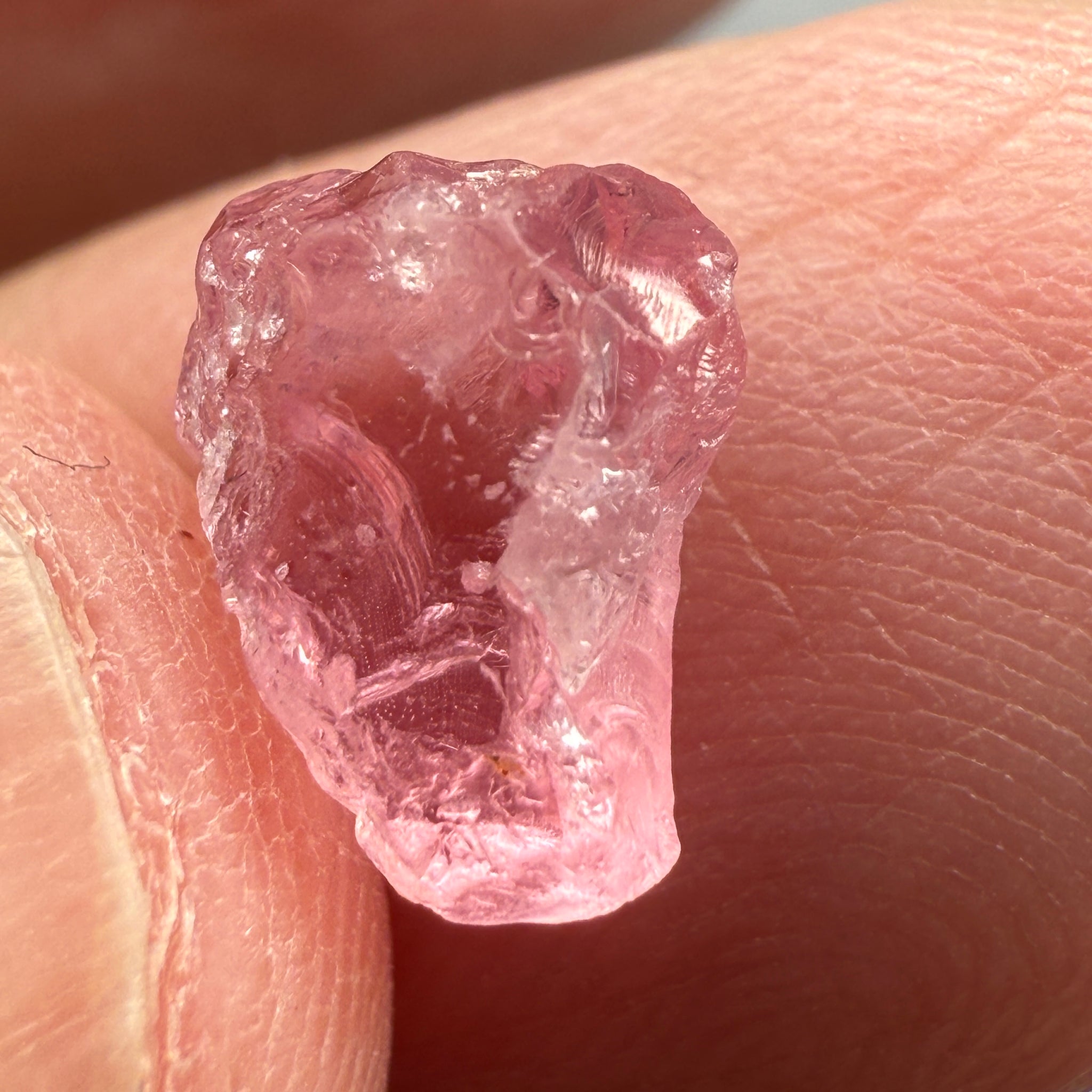 Pink Spinel, Sleepy Baby Pink Colour, 2.56ct, Tanzania, Untreated Unheated, silk giving a milky effect. No cracks, this one just has white spots, see pics
