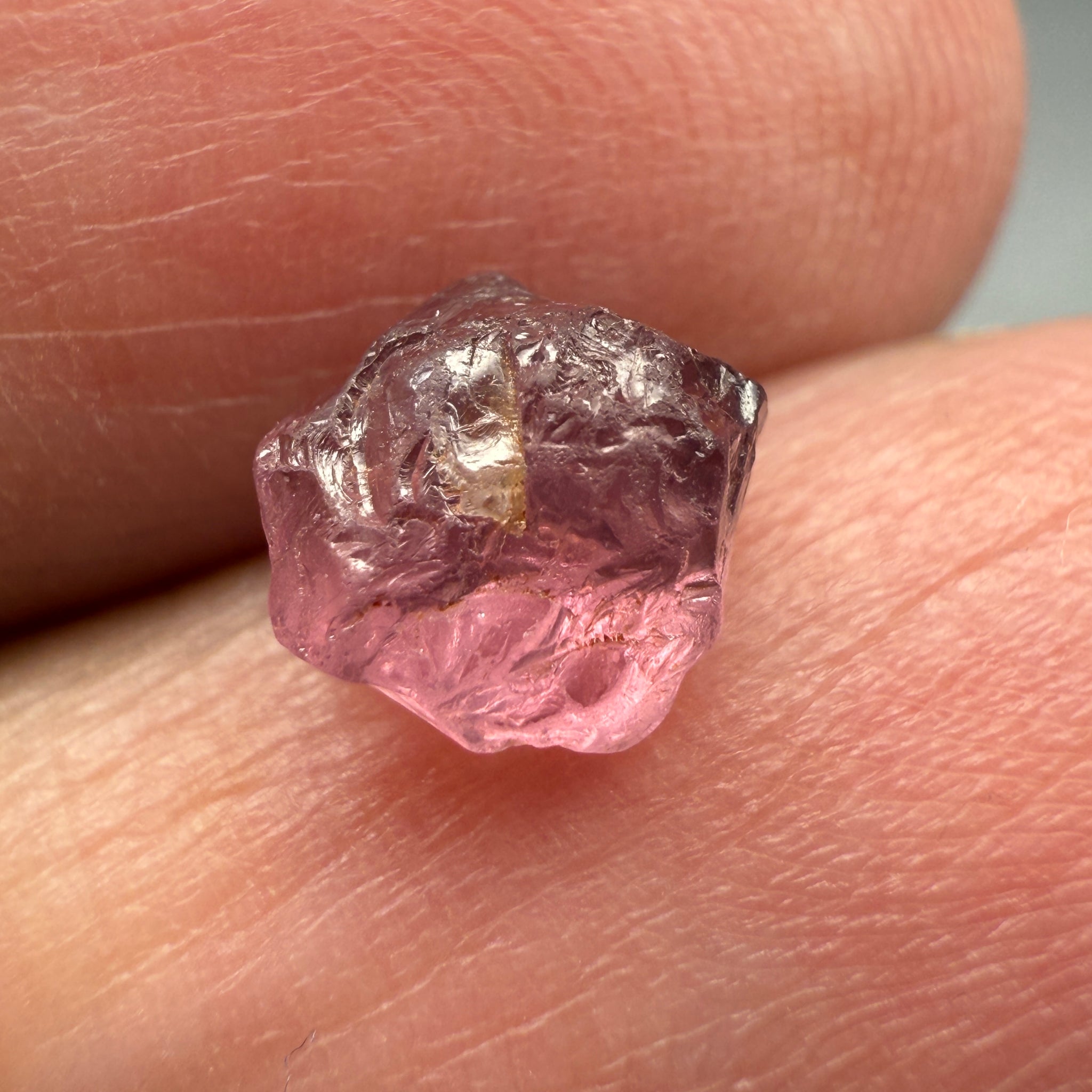 Pink Spinel, Sleepy Baby Pink Colour, 1.70ct, Tanzania, Untreated Unheated. No cracks, just silk giving a milky effect, complicated shape, see pics