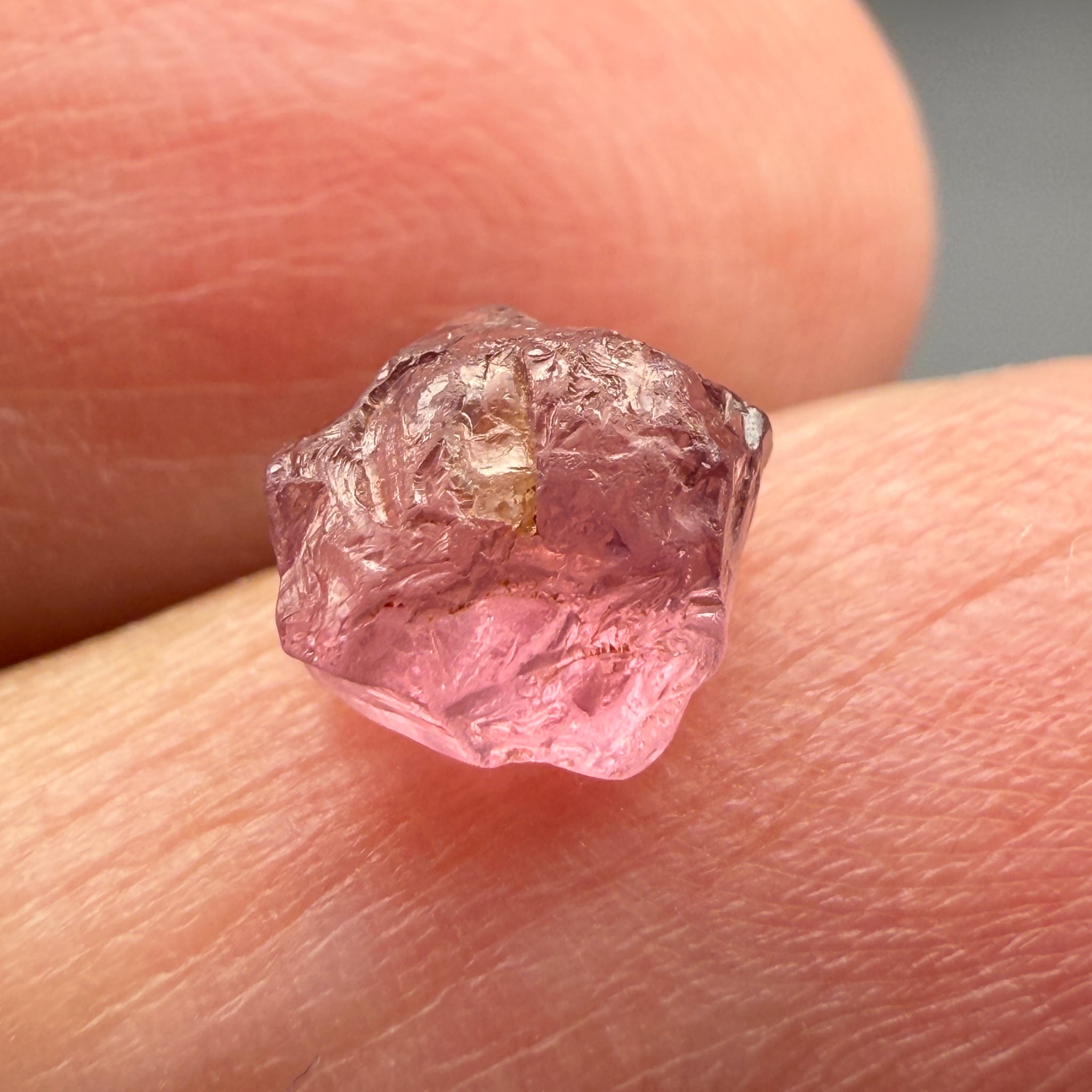 Pink Spinel, Sleepy Baby Pink Colour, 1.70ct, Tanzania, Untreated Unheated. No cracks, just silk giving a milky effect, complicated shape, see pics