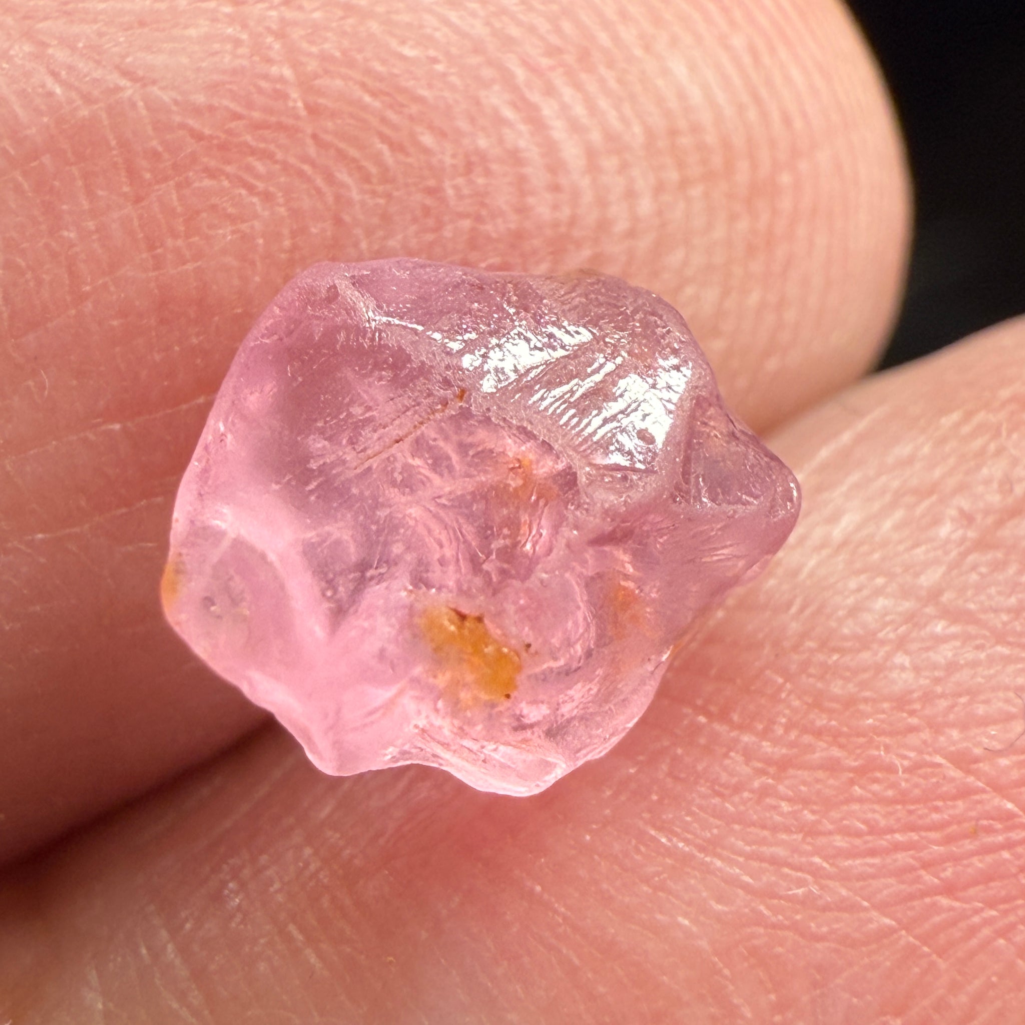 Pink Spinel, Sleepy Baby Pink Colour, 2.26ct, Tanzania, Untreated Unheated. No cracks, just silk giving a milky effect. Flat shape - see pics