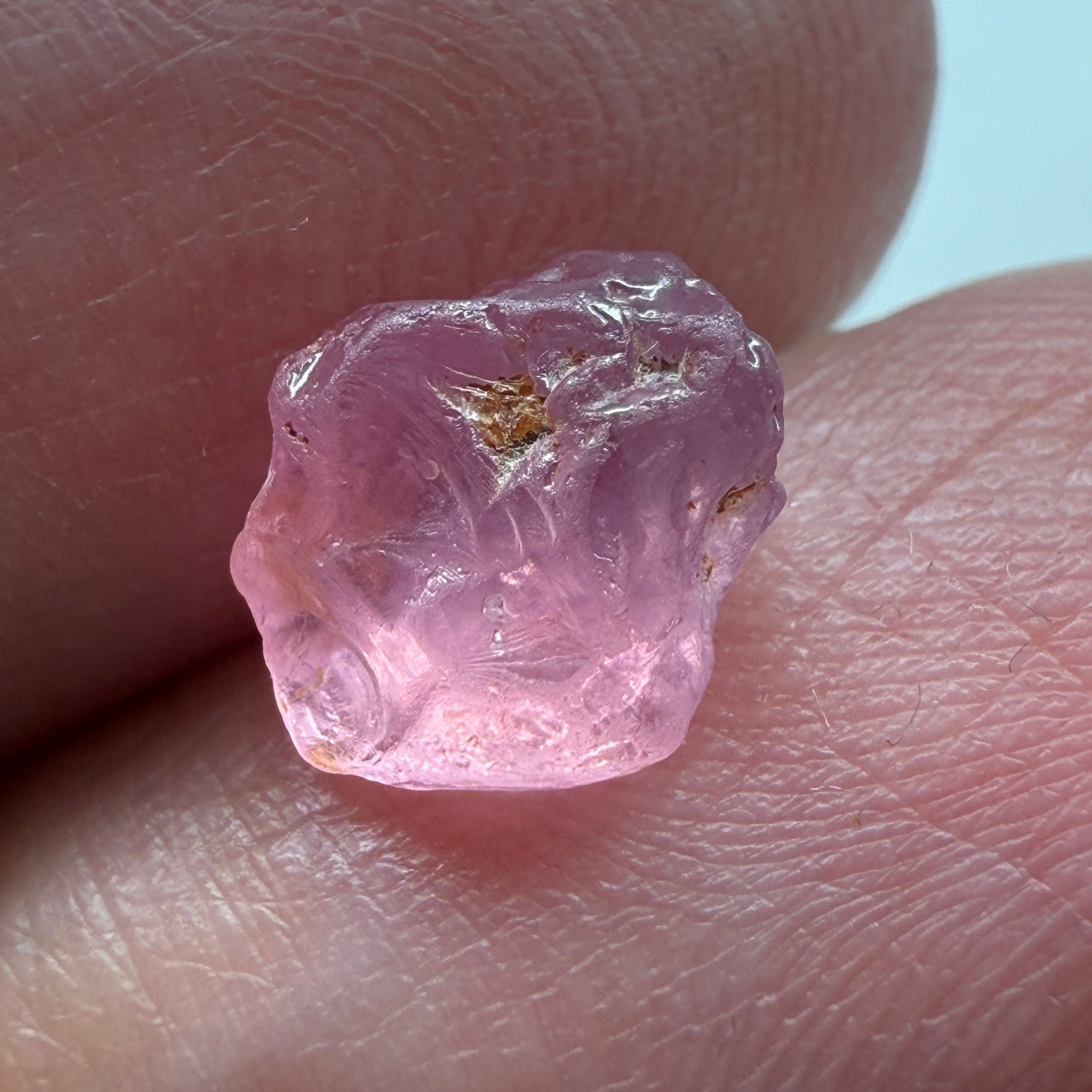 Pink Spinel, Sleepy Baby Pink Colour, 2.26ct, Tanzania, Untreated Unheated. No cracks, just silk giving a milky effect. Flat shape - see pics