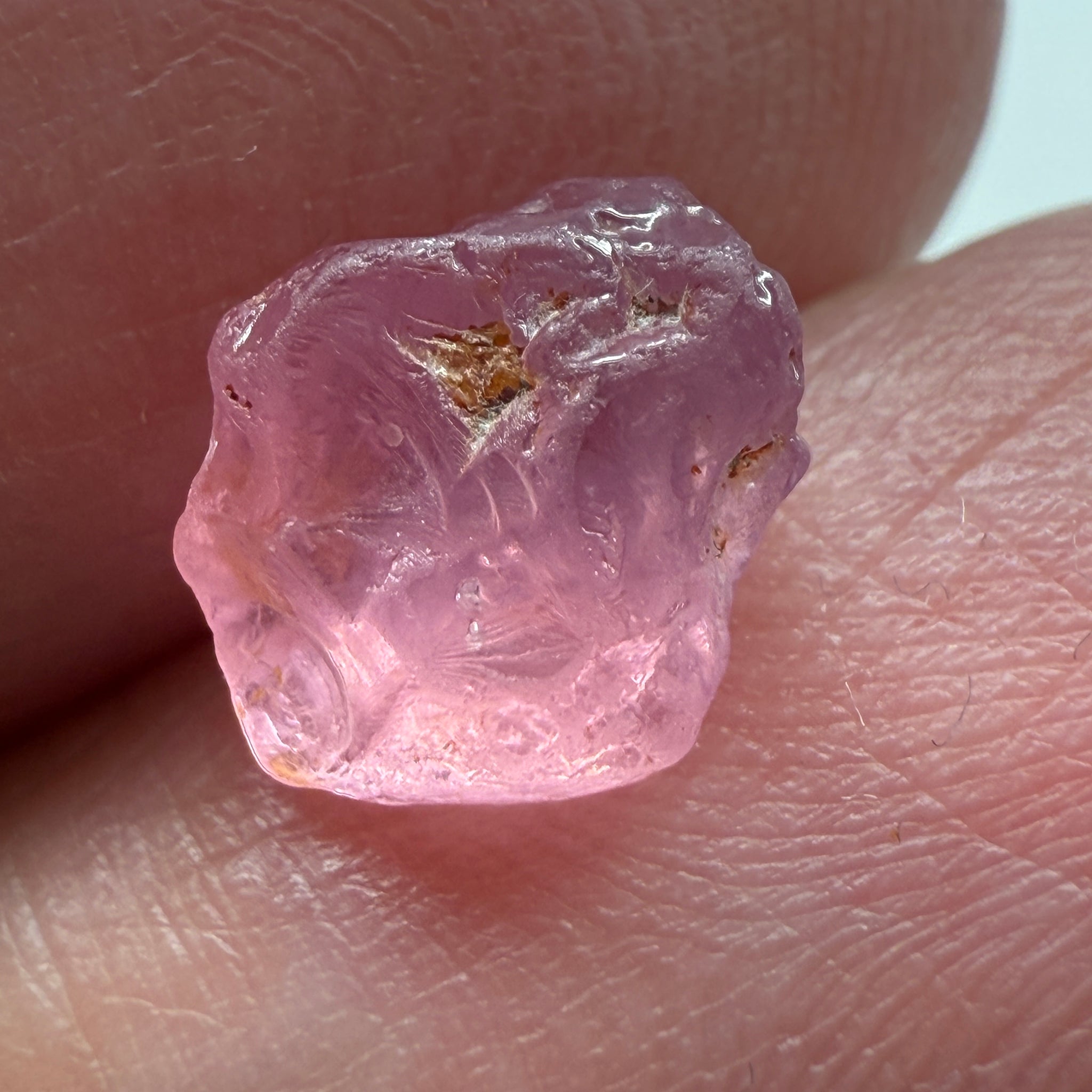 Pink Spinel, Sleepy Baby Pink Colour, 2.26ct, Tanzania, Untreated Unheated. No cracks, just silk giving a milky effect. Flat shape - see pics