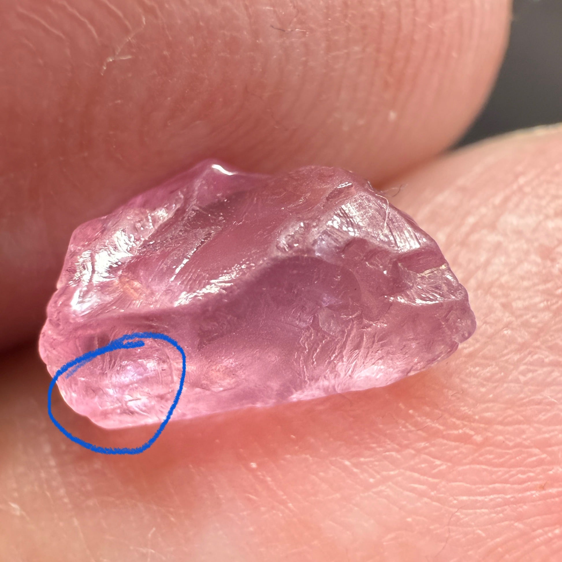 Pink Spinel, Sleepy Baby Pink Colour, 2.28ct, Tanzania, Untreated Unheated, silk giving a milky effect. Slight crack on the outside of the stone that will affect the recovery