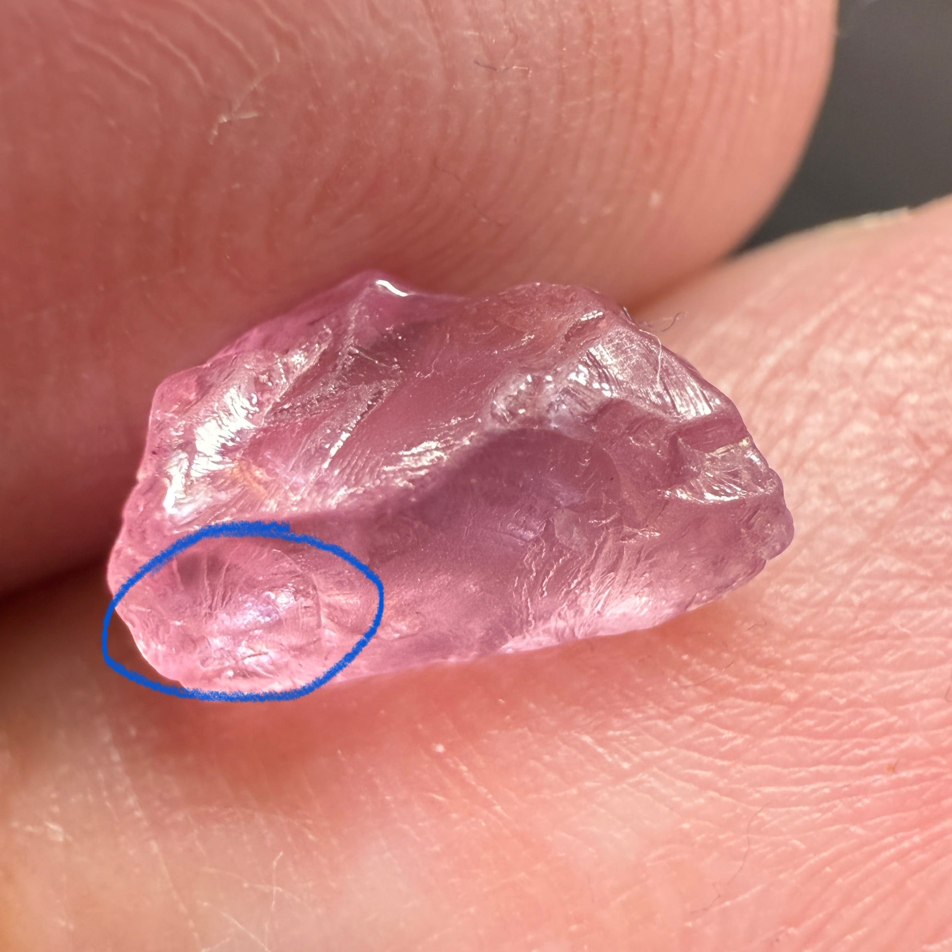 Pink Spinel, Sleepy Baby Pink Colour, 2.28ct, Tanzania, Untreated Unheated, silk giving a milky effect. Slight crack on the outside of the stone that will affect the recovery