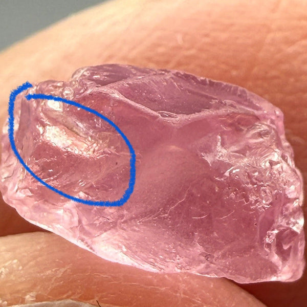 Pink Spinel, Sleepy Baby Pink Colour, 2.28ct, Tanzania, Untreated Unheated, silk giving a milky effect. Slight crack on the outside of the stone that will affect the recovery