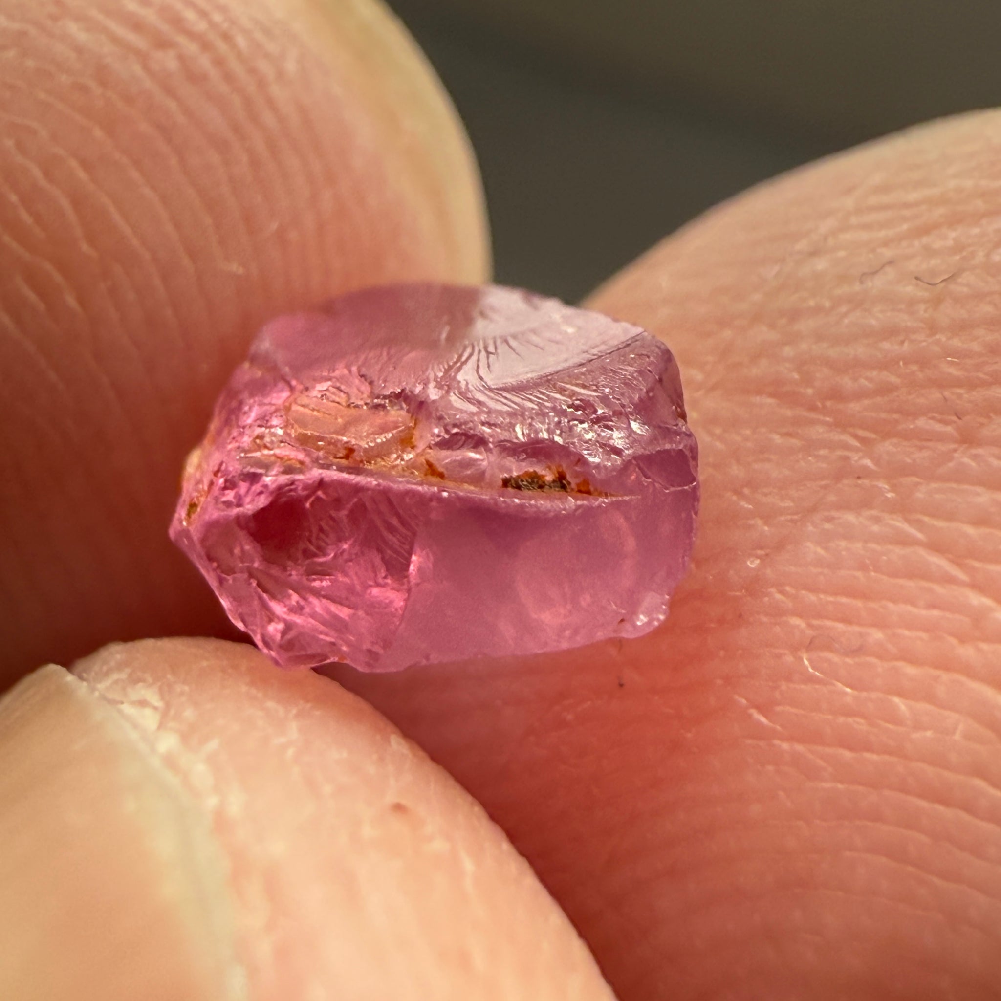 Pink Spinel, Sleepy Baby Pink Colour, 1.35ct, Tanzania, Untreated Unheated. No cracks, just silk giving a milky effect. Flat shape - see pics