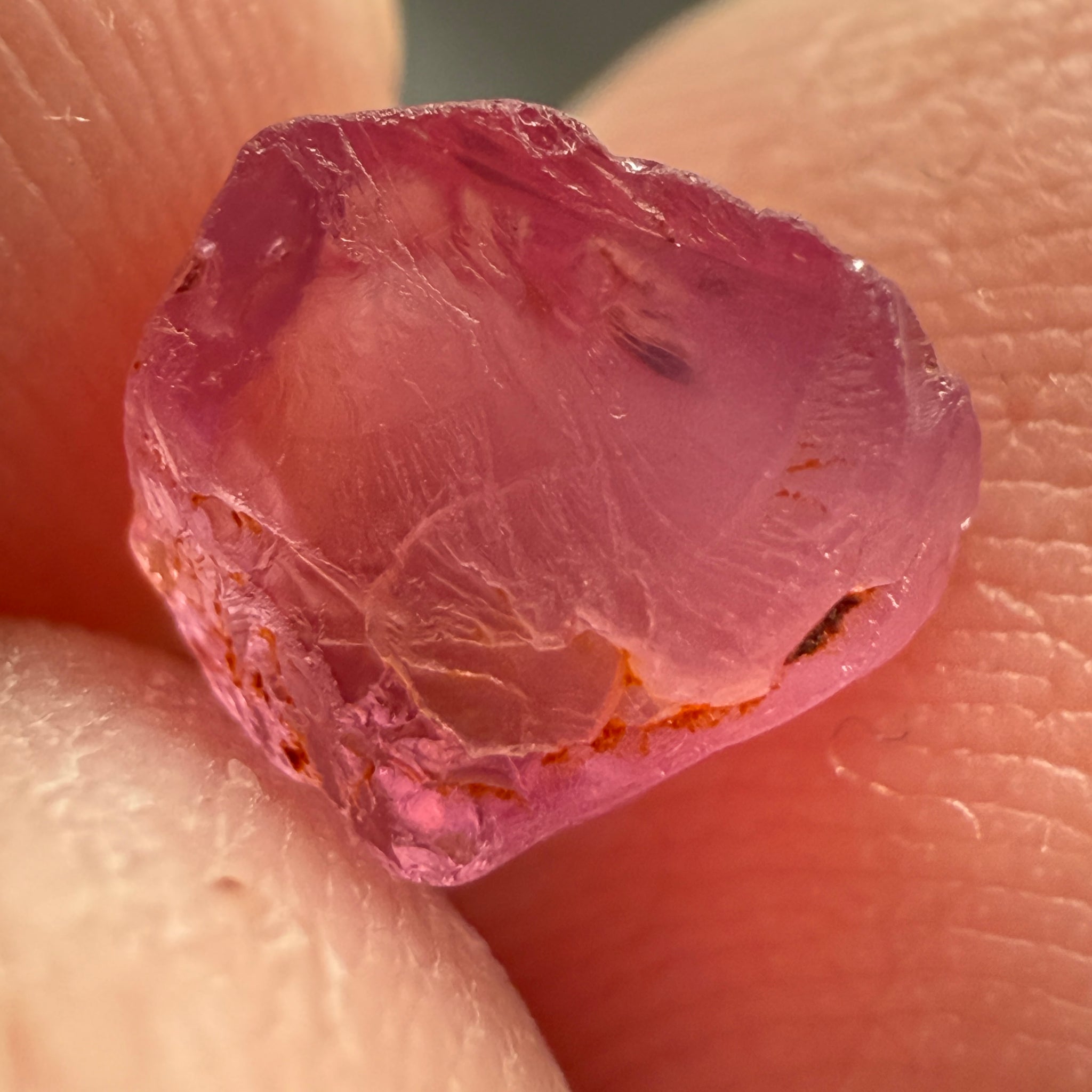Pink Spinel, Sleepy Baby Pink Colour, 1.35ct, Tanzania, Untreated Unheated. No cracks, just silk giving a milky effect. Flat shape - see pics