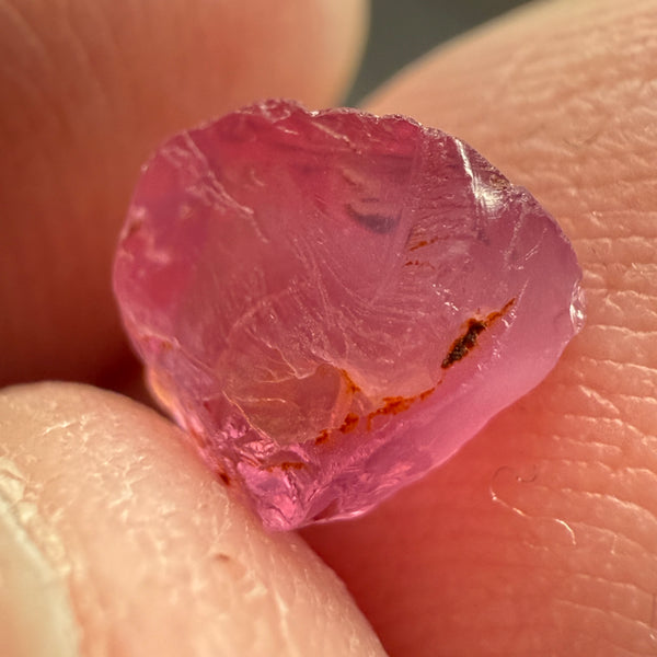 Pink Spinel, Sleepy Baby Pink Colour, 1.35ct, Tanzania, Untreated Unheated. No cracks, just silk giving a milky effect. Flat shape - see pics