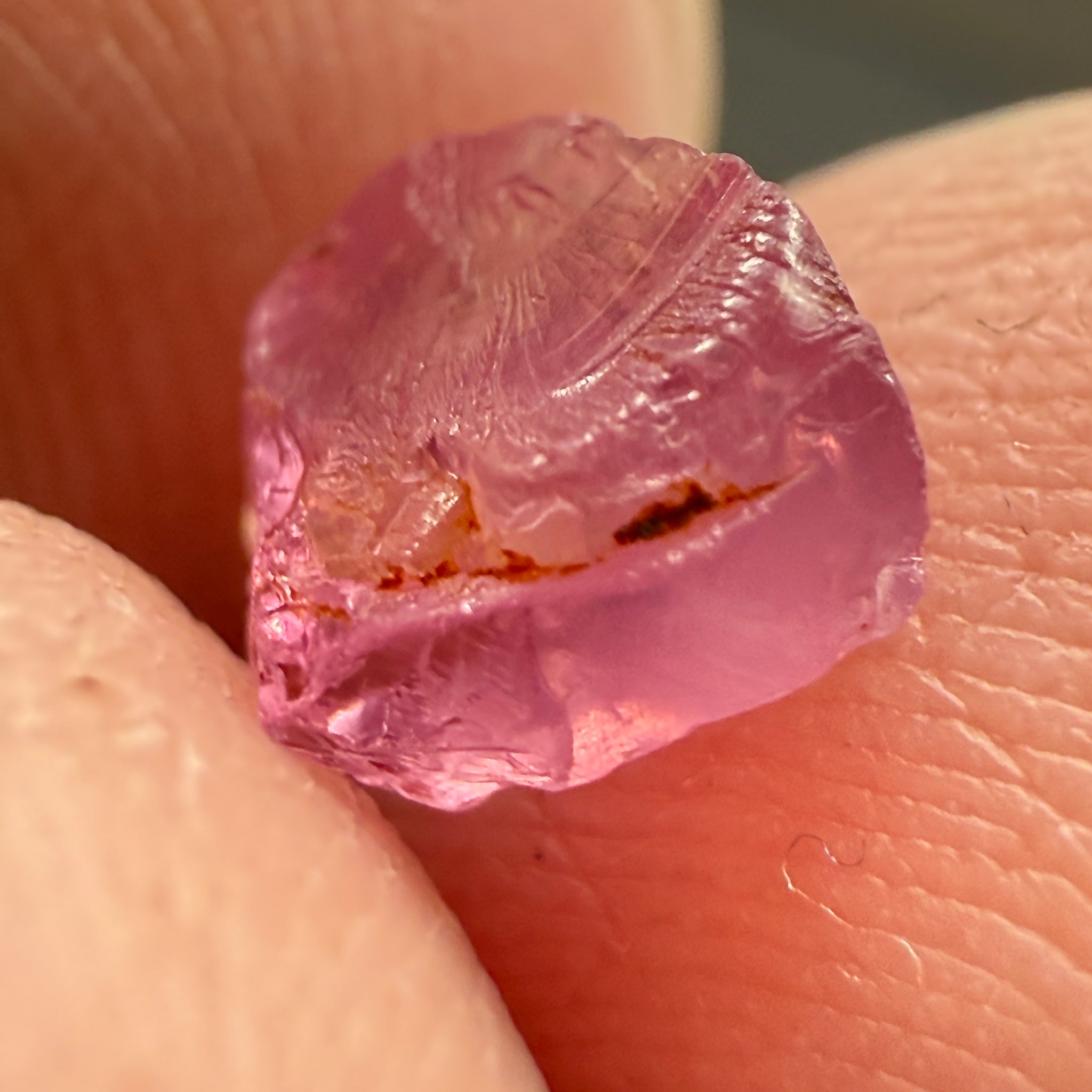 Pink Spinel, Sleepy Baby Pink Colour, 1.35ct, Tanzania, Untreated Unheated. No cracks, just silk giving a milky effect. Flat shape - see pics