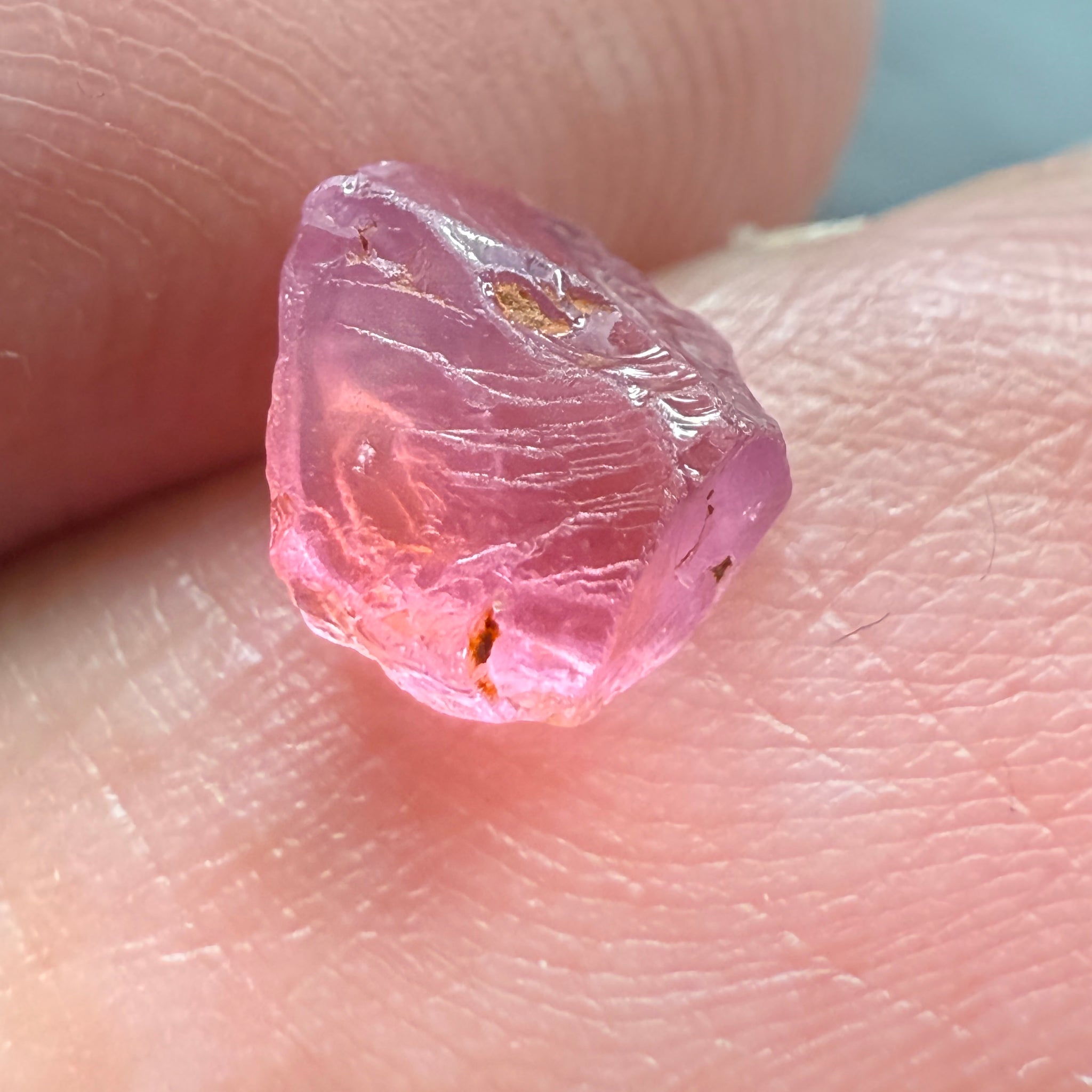 Pink Spinel, Sleepy Baby Pink Colour, 1.35ct, Tanzania, Untreated Unheated. No cracks, just silk giving a milky effect. Flat shape - see pics