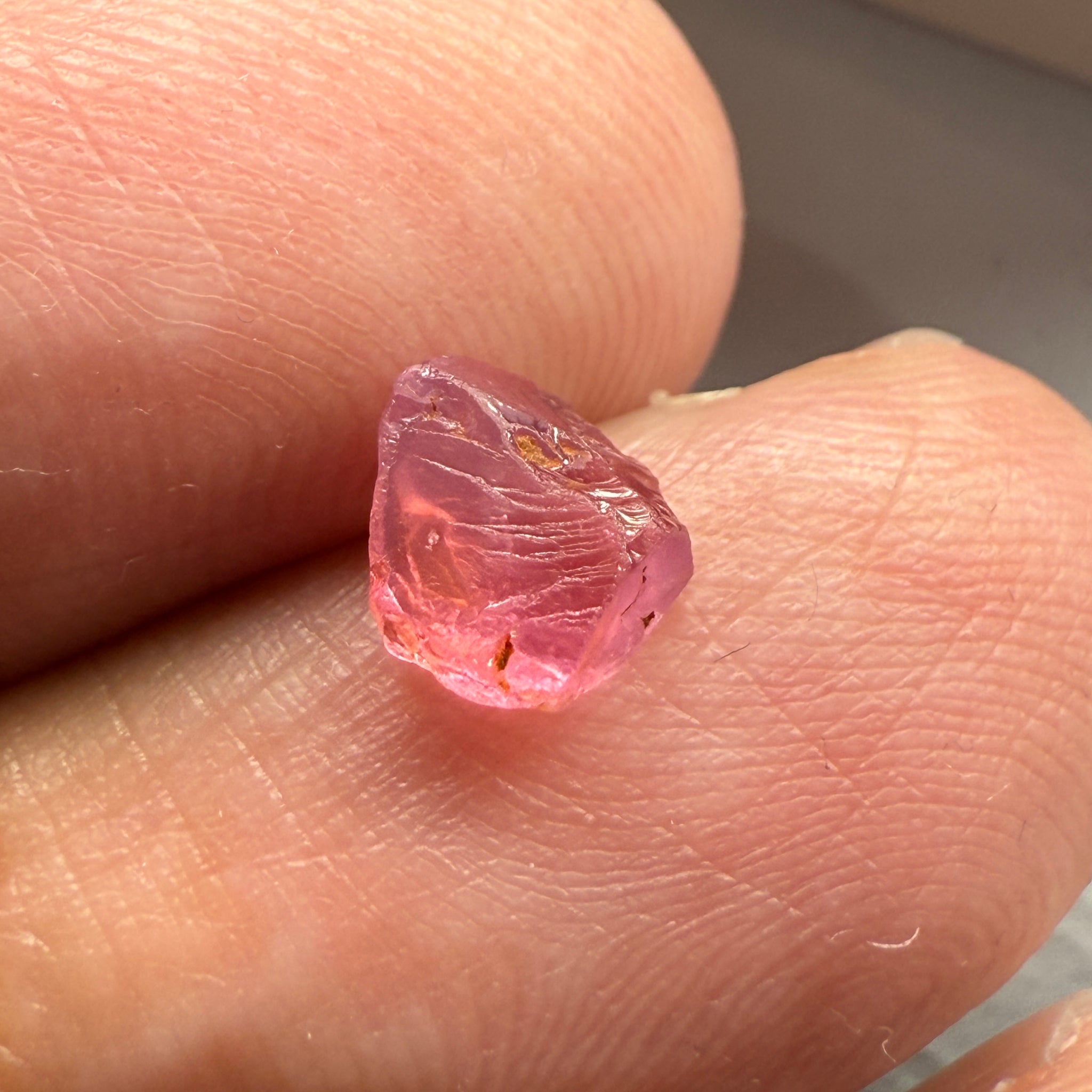 Pink Spinel, Sleepy Baby Pink Colour, 1.35ct, Tanzania, Untreated Unheated. No cracks, just silk giving a milky effect. Flat shape - see pics