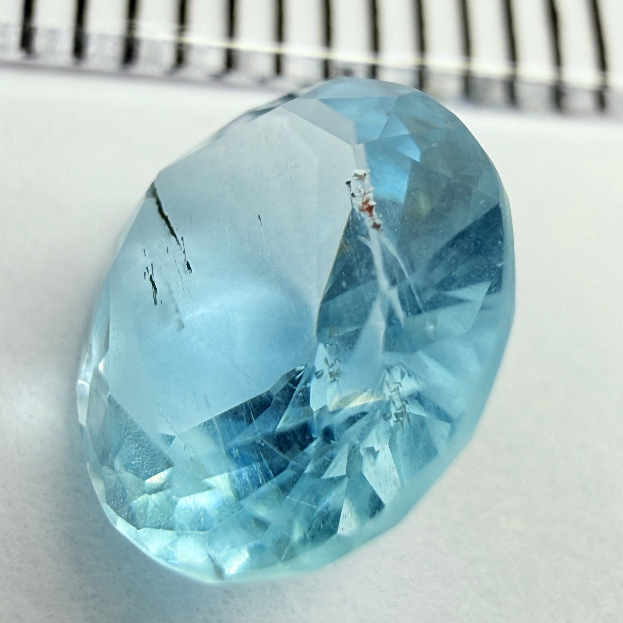 Aquamarine, 1.92ct, Tanzania, Untreated Unheated, inclusion on the table, see the next photo closeup