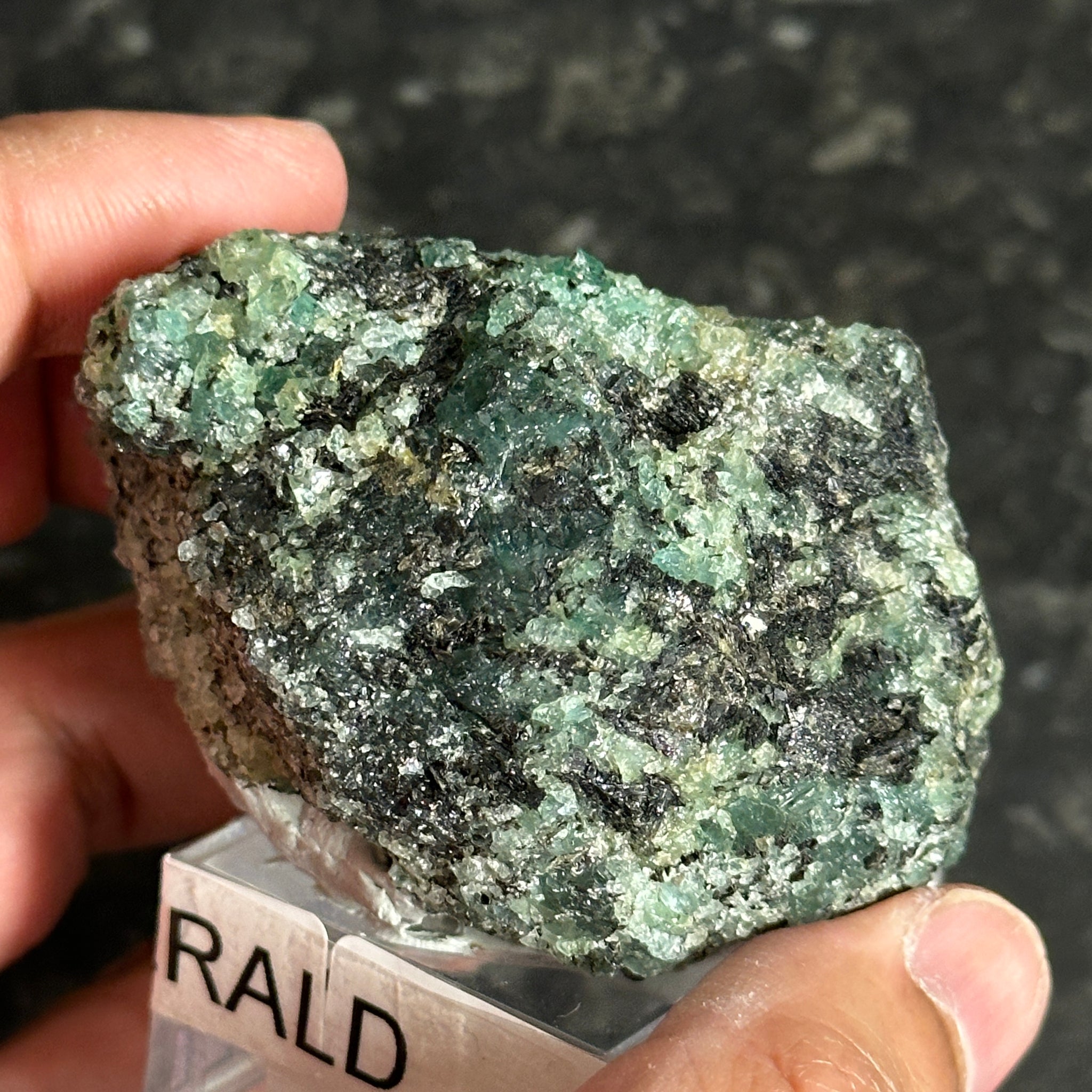 Emerald on Matrix, 170gm, Tanzania, Untreated Unheated, No Oil. 67.7 x 57 x 48.3mm.