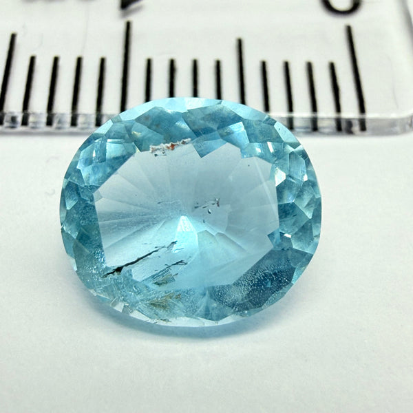 Aquamarine, 1.92ct, Tanzania, Untreated Unheated, inclusion on the table, see the next photo closeup