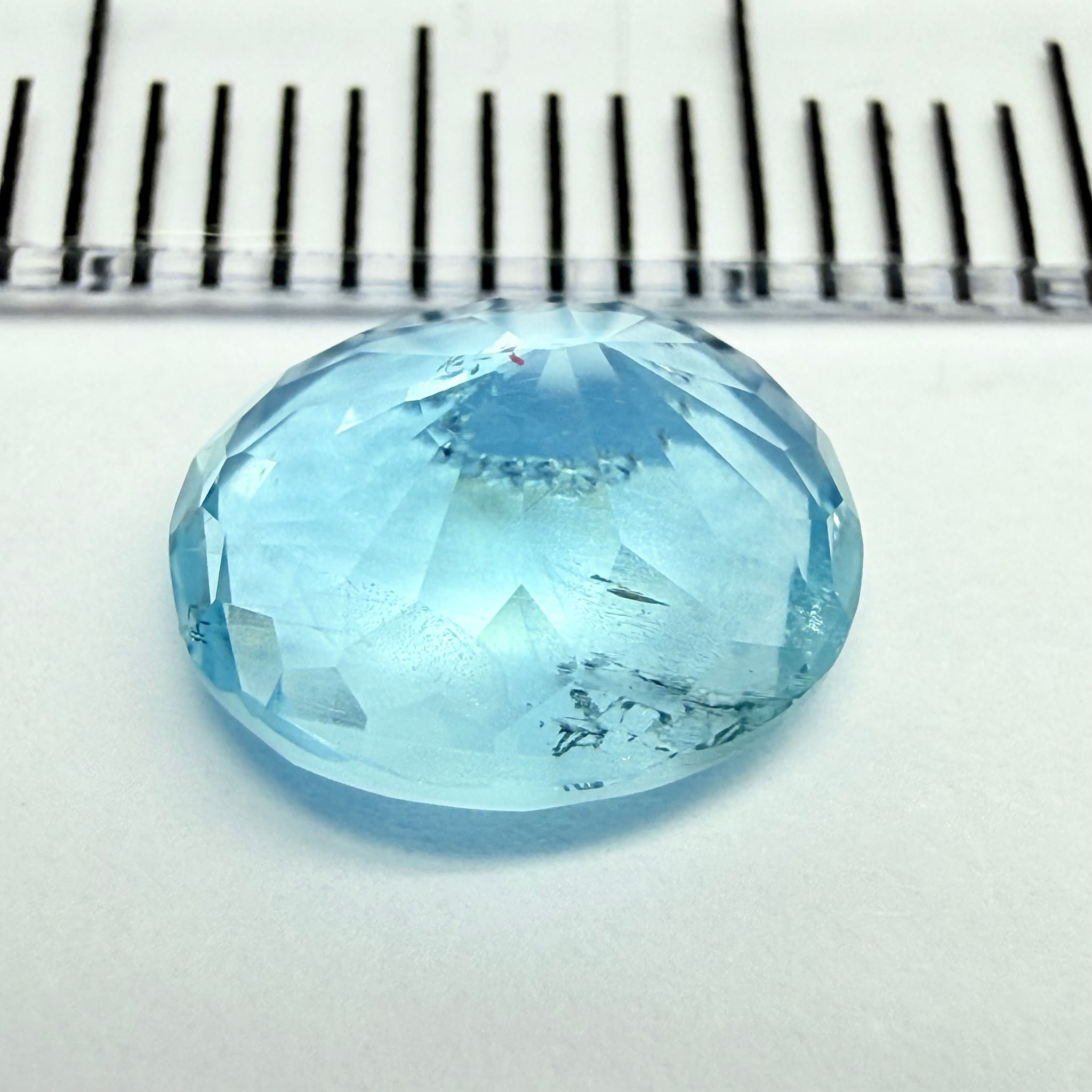 Aquamarine, 1.92ct, Tanzania, Untreated Unheated, inclusion on the table, see the next photo closeup