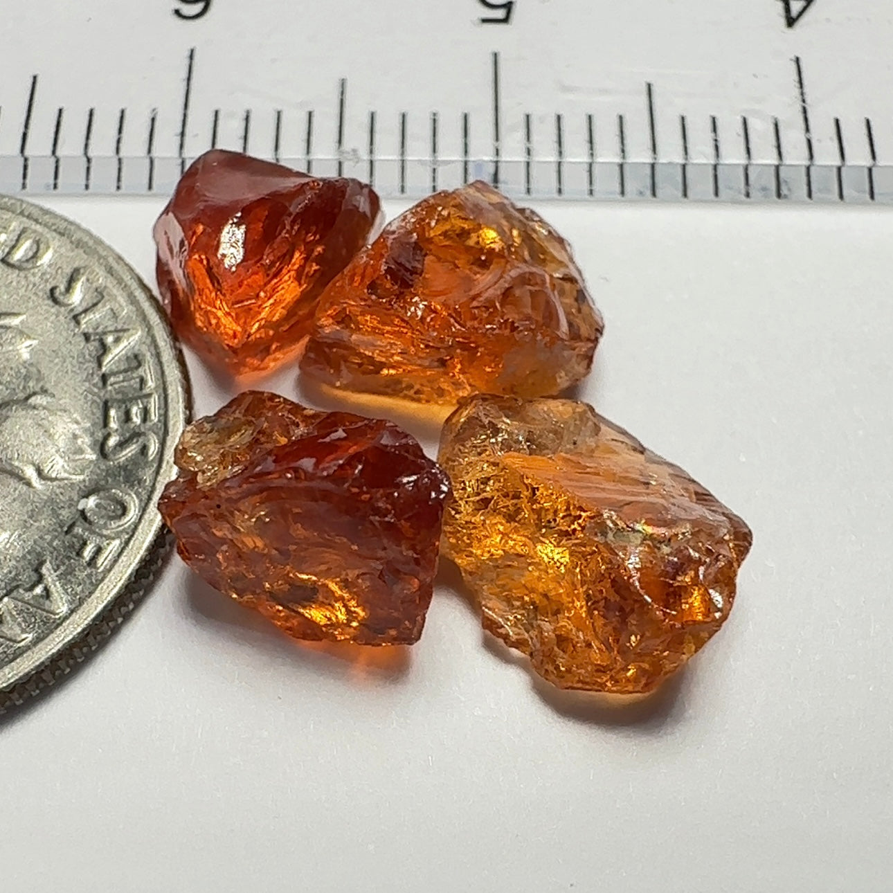 Spessartite Carrot Colour Garnet Lot, 9.18ct, Tanzania. Untreated Unheated. 2.16ct - 2.42ct. Slightly Included