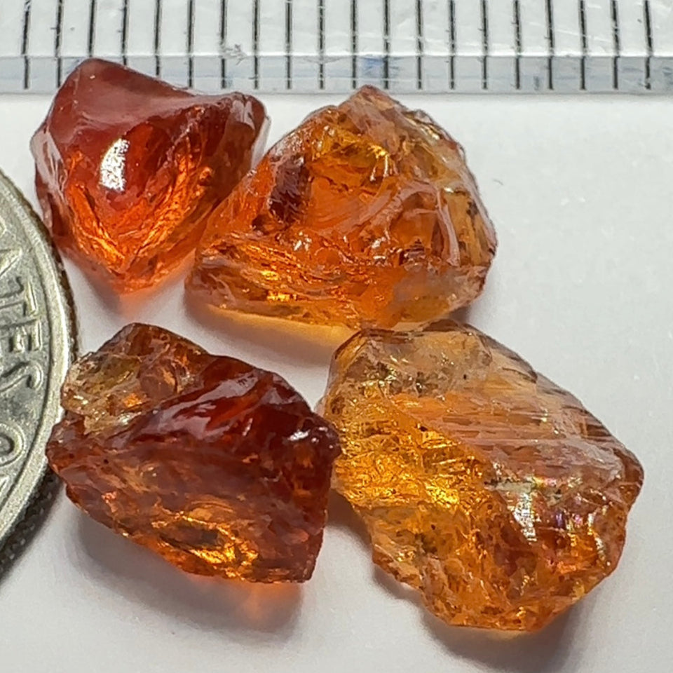 Spessartite Carrot Colour Garnet Lot, 9.18ct, Tanzania. Untreated Unheated. 2.16ct - 2.42ct. Slightly Included