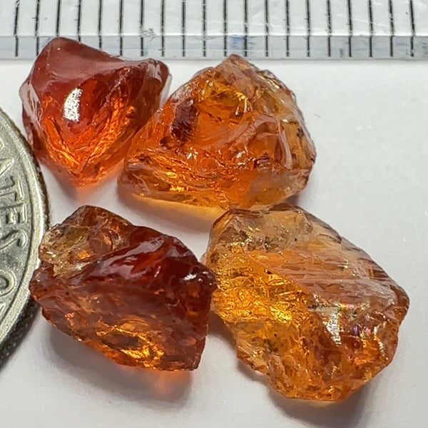 Spessartite Carrot Colour Garnet Lot, 9.18ct, Tanzania. Untreated Unheated. 2.16ct - 2.42ct. Slightly Included
