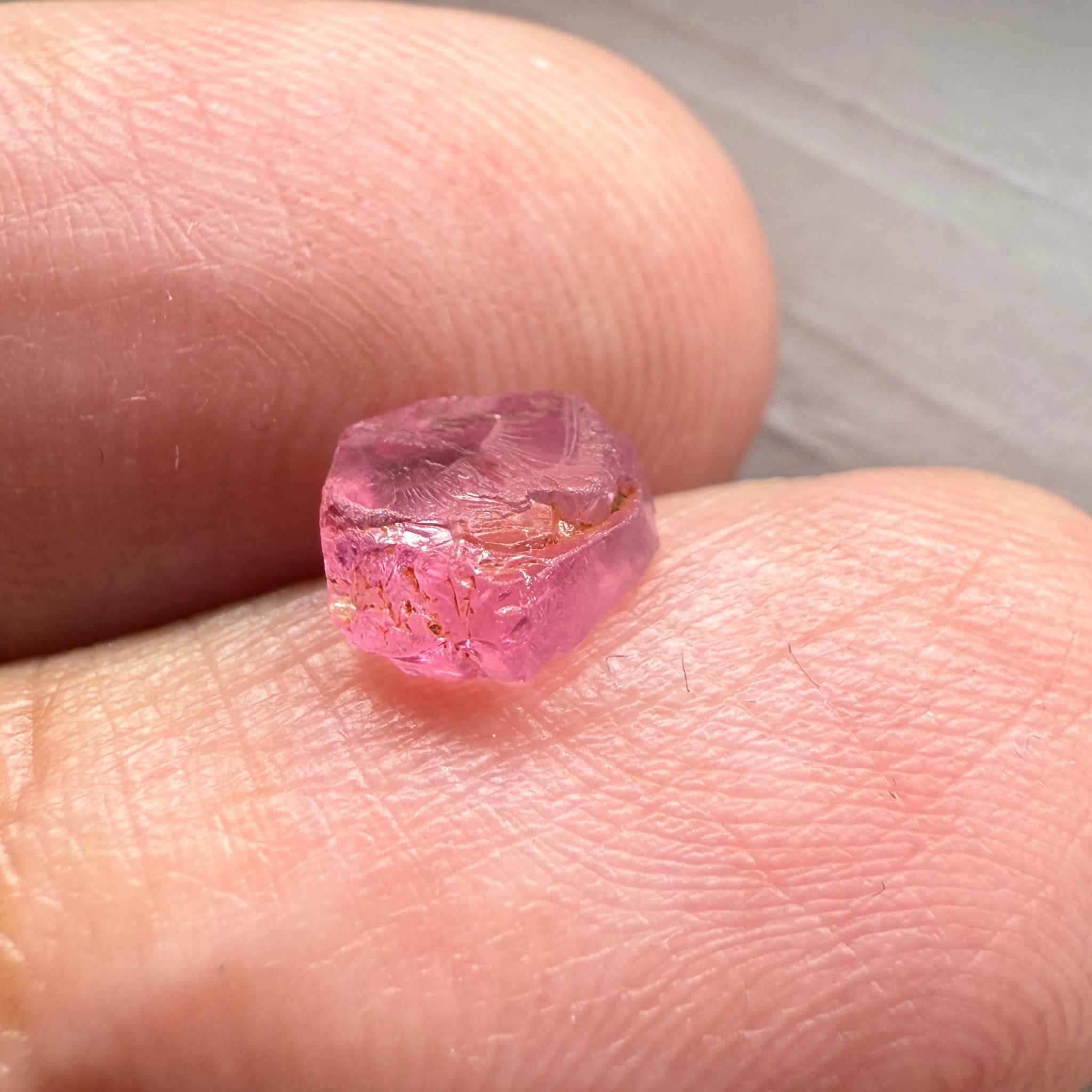Pink Spinel, Sleepy Baby Pink Colour, 1.35ct, Tanzania, Untreated Unheated. No cracks, just silk giving a milky effect. Flat shape - see pics