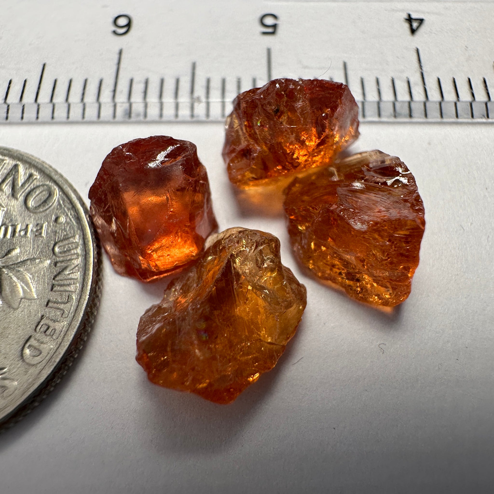 Spessartite Carrot Colour Garnet Lot, 9.18ct, Tanzania. Untreated Unheated. 2.16ct - 2.42ct. Slightly Included