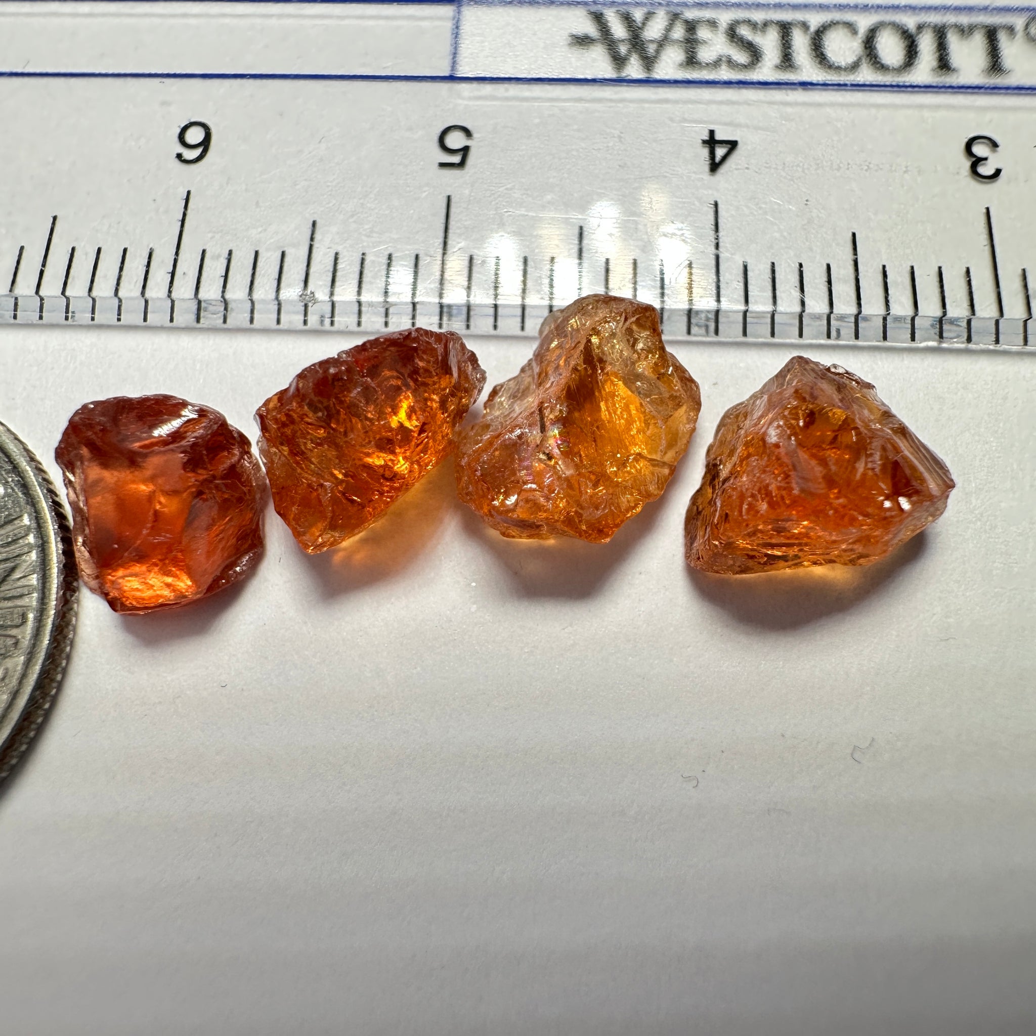 Spessartite Carrot Colour Garnet Lot, 9.18ct, Tanzania. Untreated Unheated. 2.16ct - 2.42ct. Slightly Included