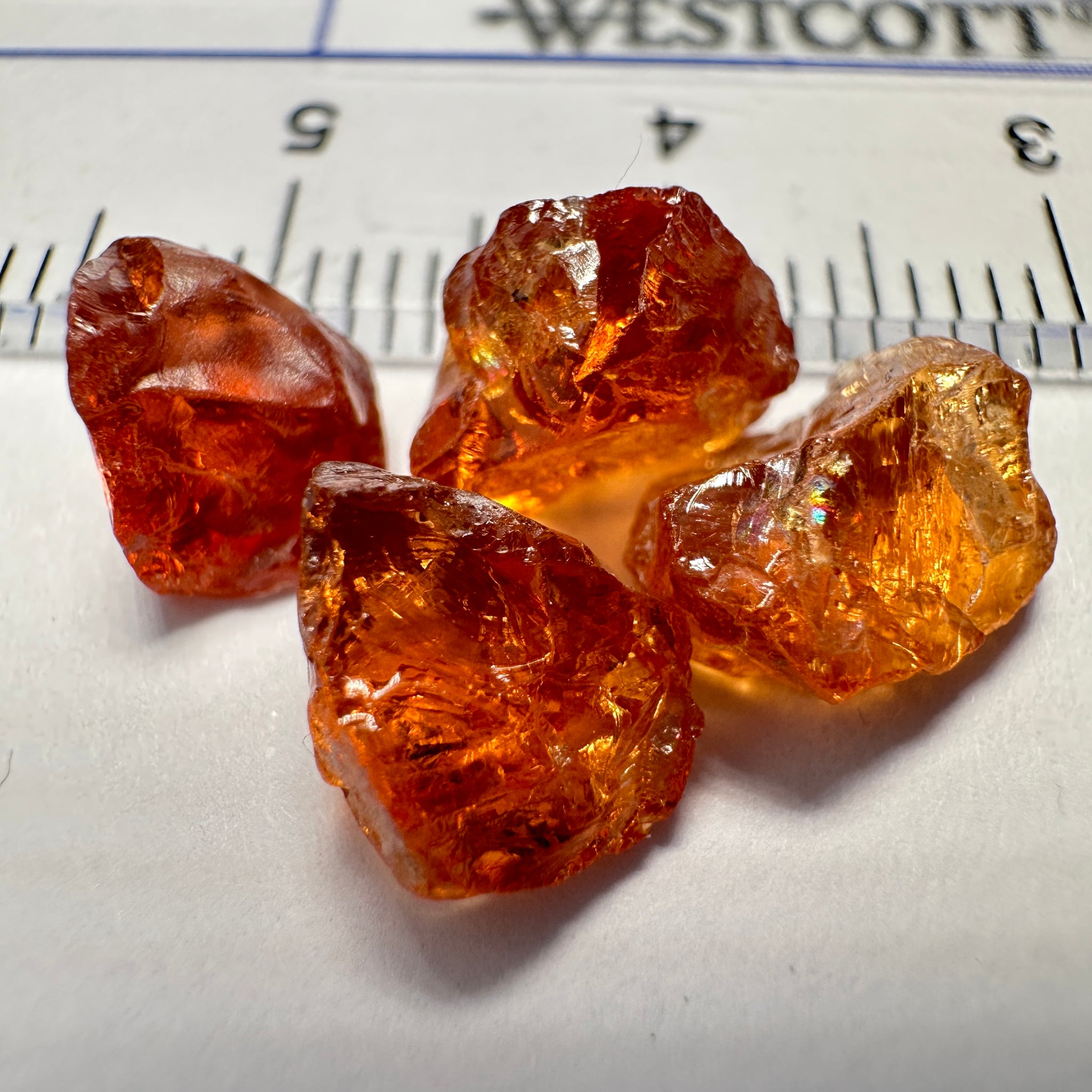 Spessartite Carrot Colour Garnet Lot, 9.18ct, Tanzania. Untreated Unheated. 2.16ct - 2.42ct. Slightly Included