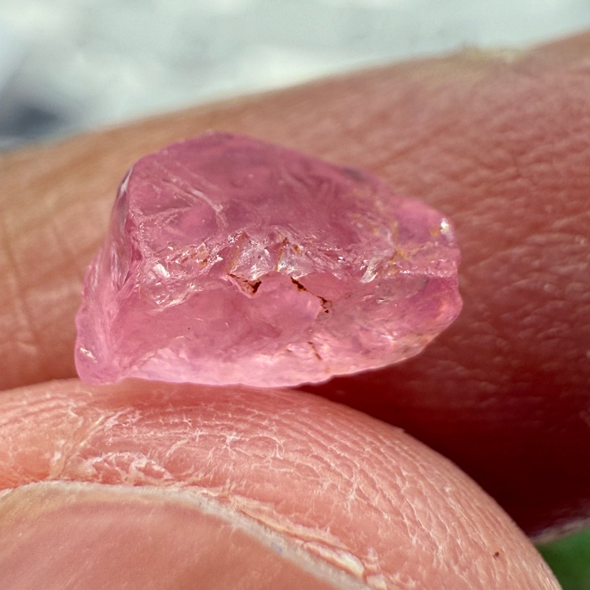 Pink Spinel, Sleepy Baby Pink Colour, 1.68ct, Tanzania, Untreated Unheated, silk giving a milky effect. Very slight crack on the outside of the stone