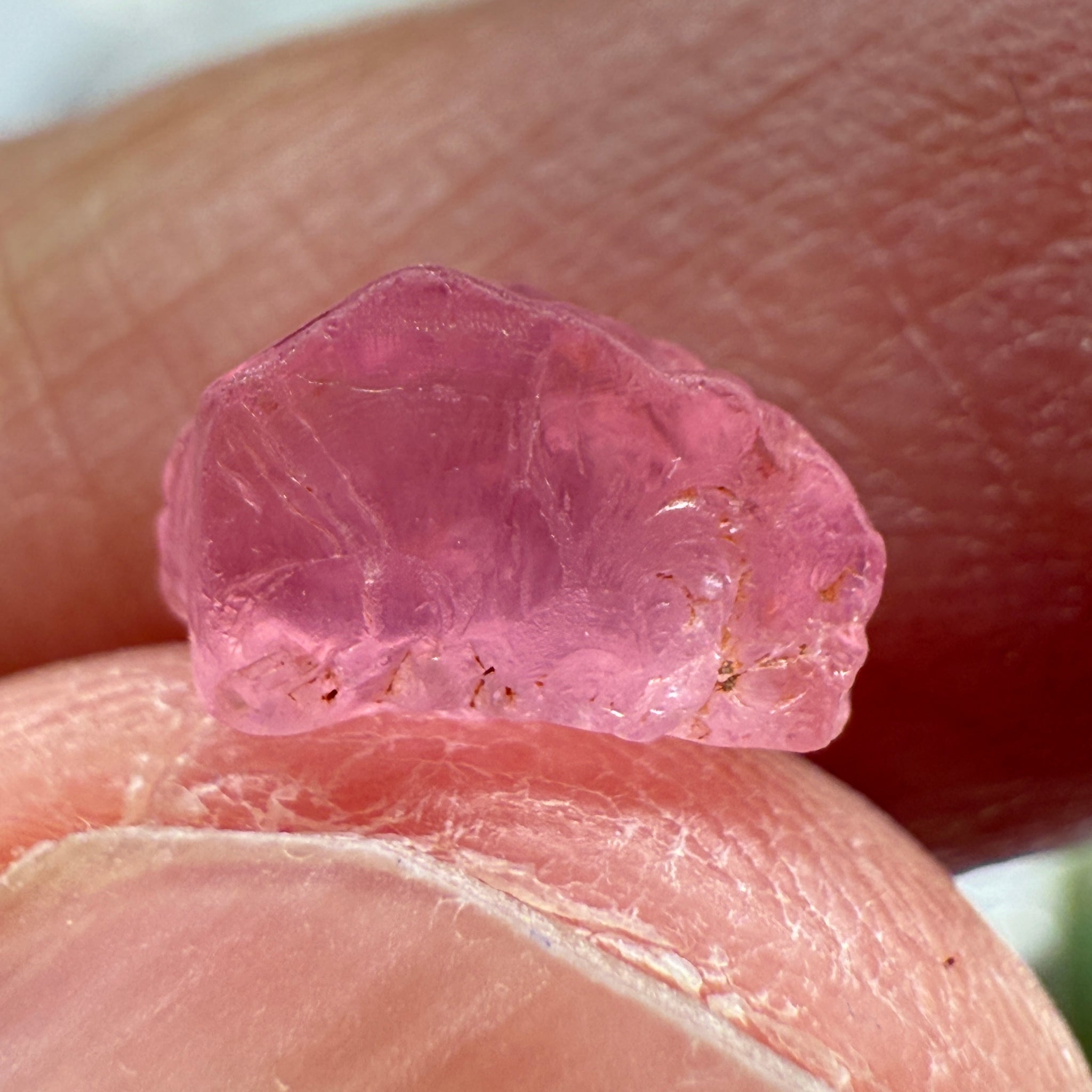 Pink Spinel, Sleepy Baby Pink Colour, 1.68ct, Tanzania, Untreated Unheated, silk giving a milky effect. Very slight crack on the outside of the stone