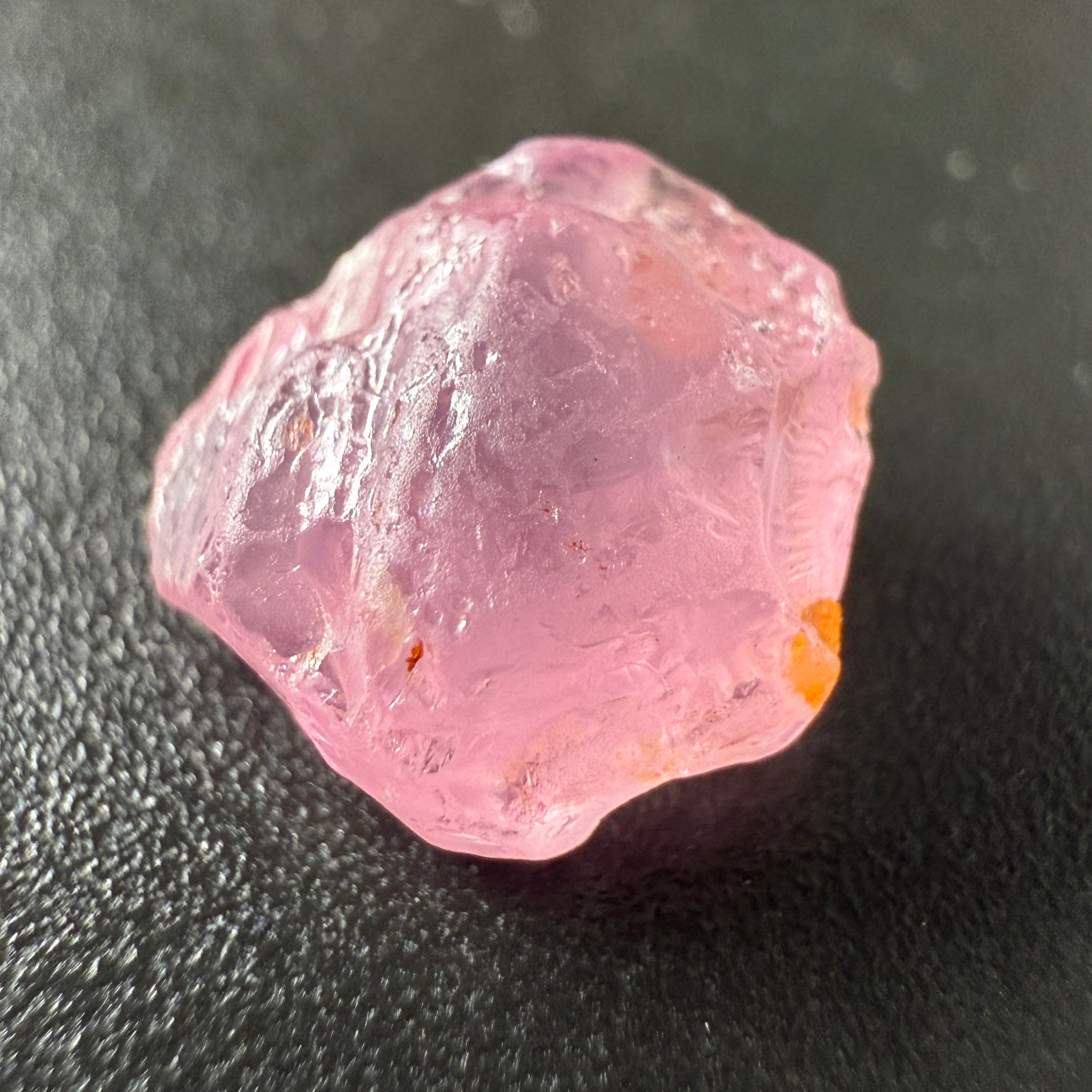 Pink Spinel, Sleepy Baby Pink Colour, 2.69ct, Tanzania, Untreated Unheated, silk giving a milky effect. Very slight crack on the outside of the stone, flattish shape