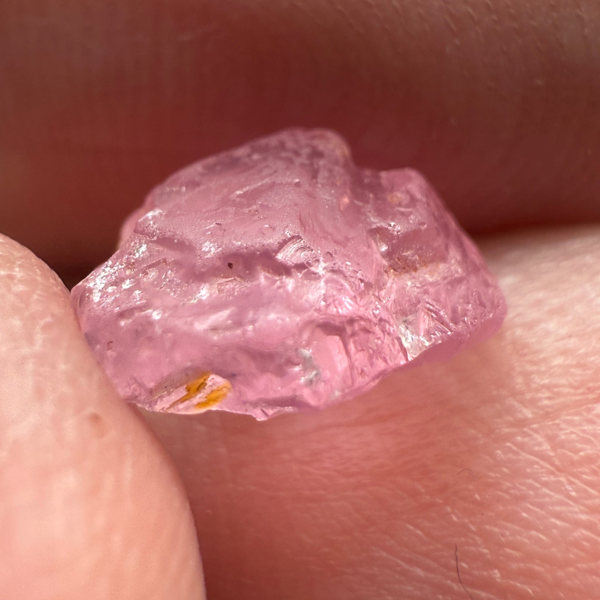 Pink Spinel, Sleepy Baby Pink Colour, 2.69ct, Tanzania, Untreated Unheated, silk giving a milky effect. Very slight crack on the outside of the stone, flattish shape