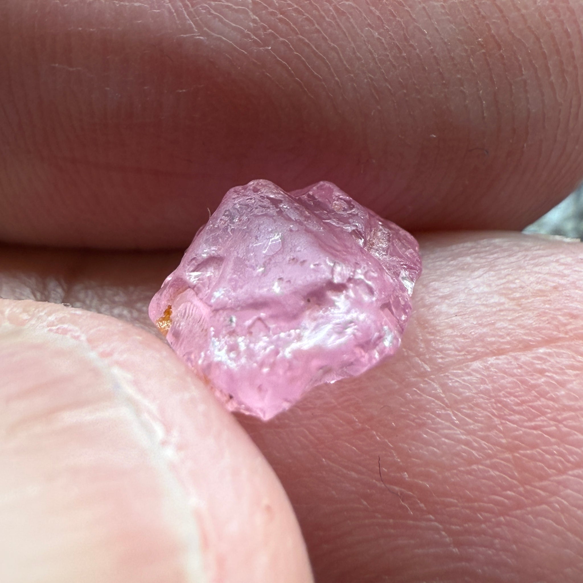 Pink Spinel, Sleepy Baby Pink Colour, 2.69ct, Tanzania, Untreated Unheated, silk giving a milky effect. Very slight crack on the outside of the stone, flattish shape