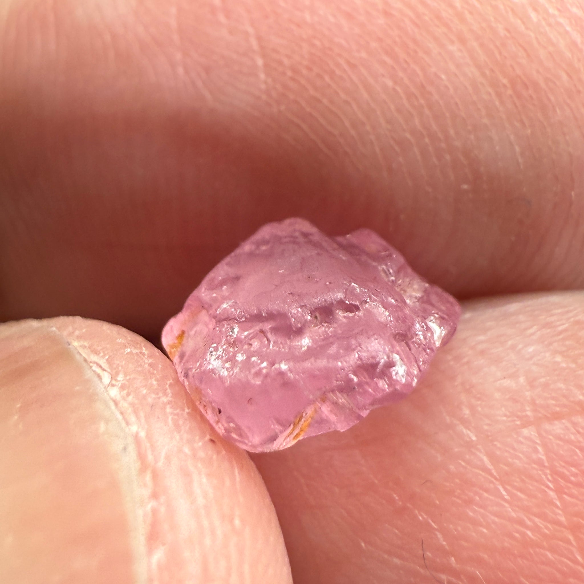 Pink Spinel, Sleepy Baby Pink Colour, 2.69ct, Tanzania, Untreated Unheated, silk giving a milky effect. Very slight crack on the outside of the stone, flattish shape