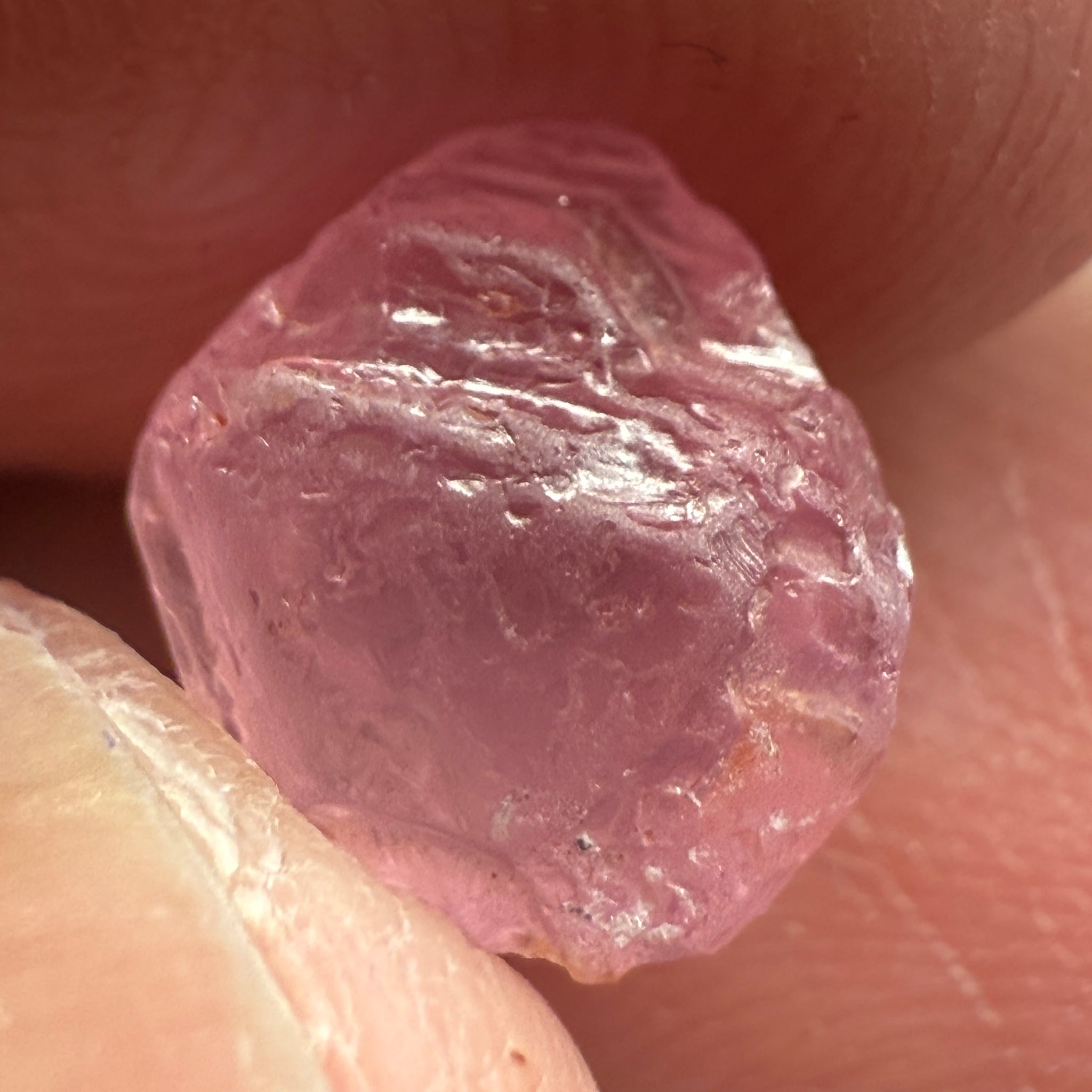 Pink Spinel, Sleepy Baby Pink Colour, 2.69ct, Tanzania, Untreated Unheated, silk giving a milky effect. Very slight crack on the outside of the stone, flattish shape