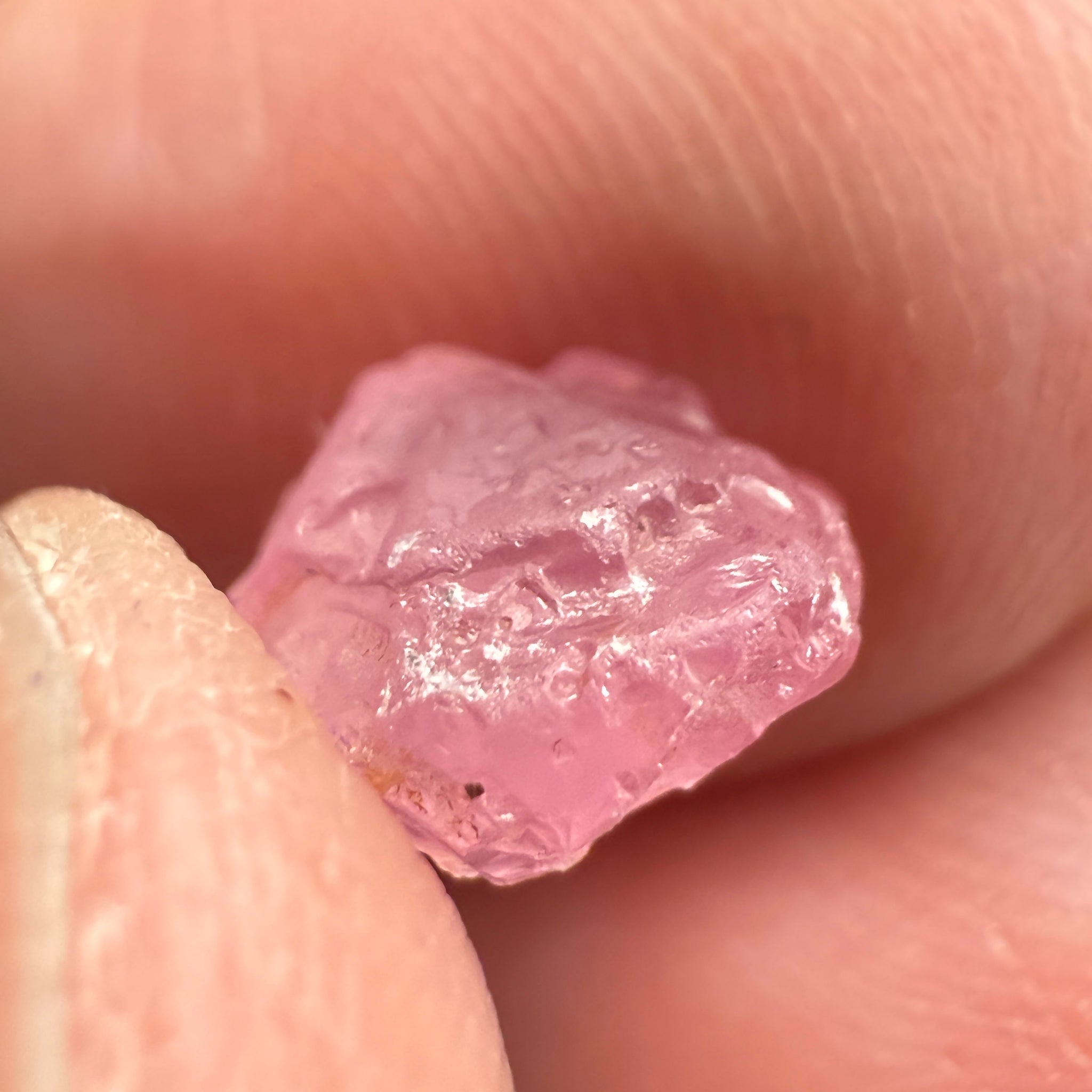 Pink Spinel, Sleepy Baby Pink Colour, 2.69ct, Tanzania, Untreated Unheated, silk giving a milky effect. Very slight crack on the outside of the stone, flattish shape