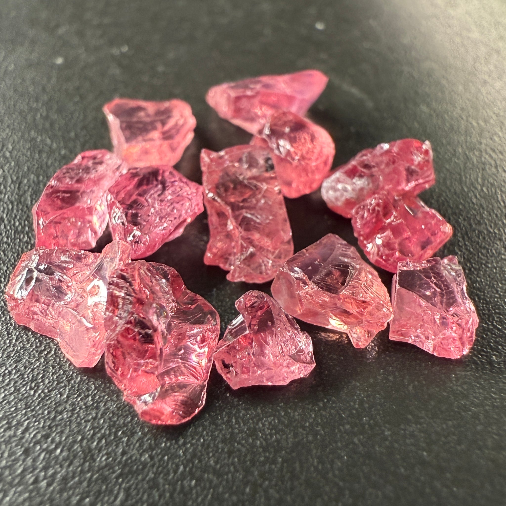 Mahenge Spinel Melee Lot, 6.84ct, 13 pc, Mahenge Tanzania, Untreated Unheated, set into jewellery as is