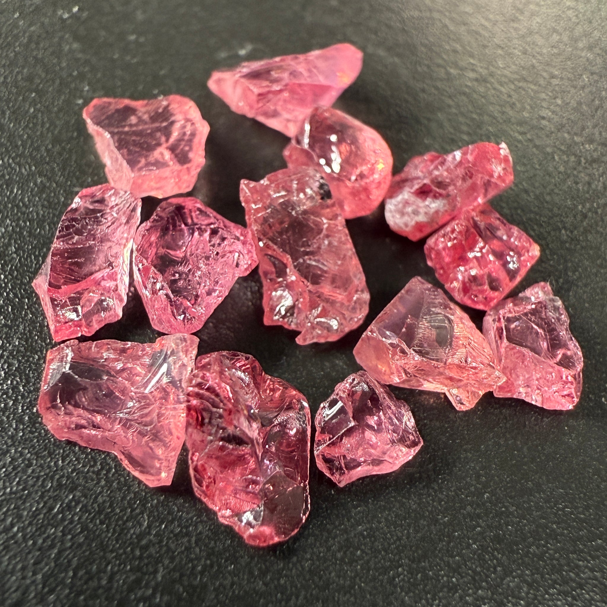 Mahenge Spinel Melee Lot, 6.84ct, 13 pc, Mahenge Tanzania, Untreated Unheated, set into jewellery as is